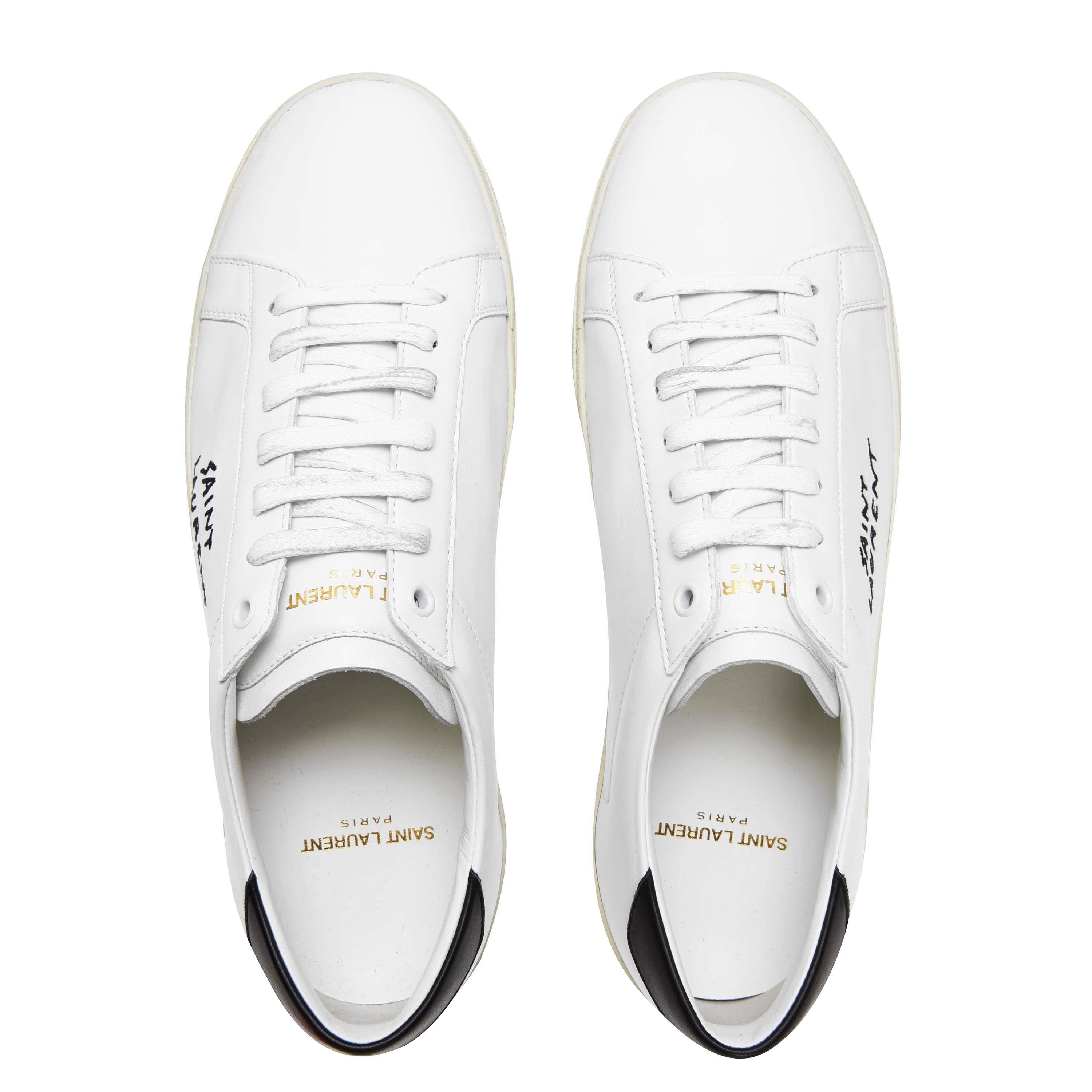 White 9061 - Saint Laurent - Embroidered Sneakers In Canvas And Smooth Leather Mens - 5