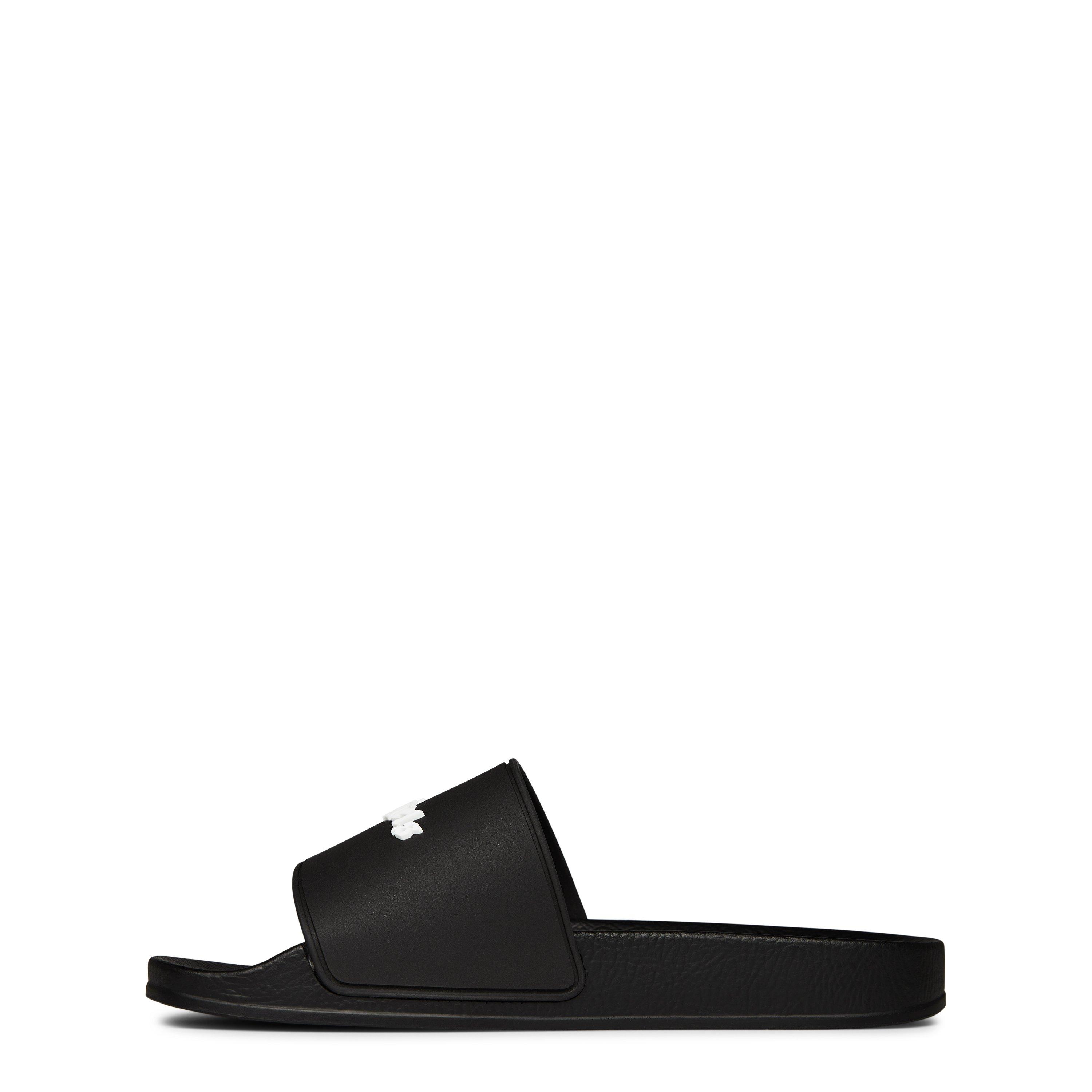 Blk/Wht 1001 - Palm Angels - Logo Pool Sliders - 3