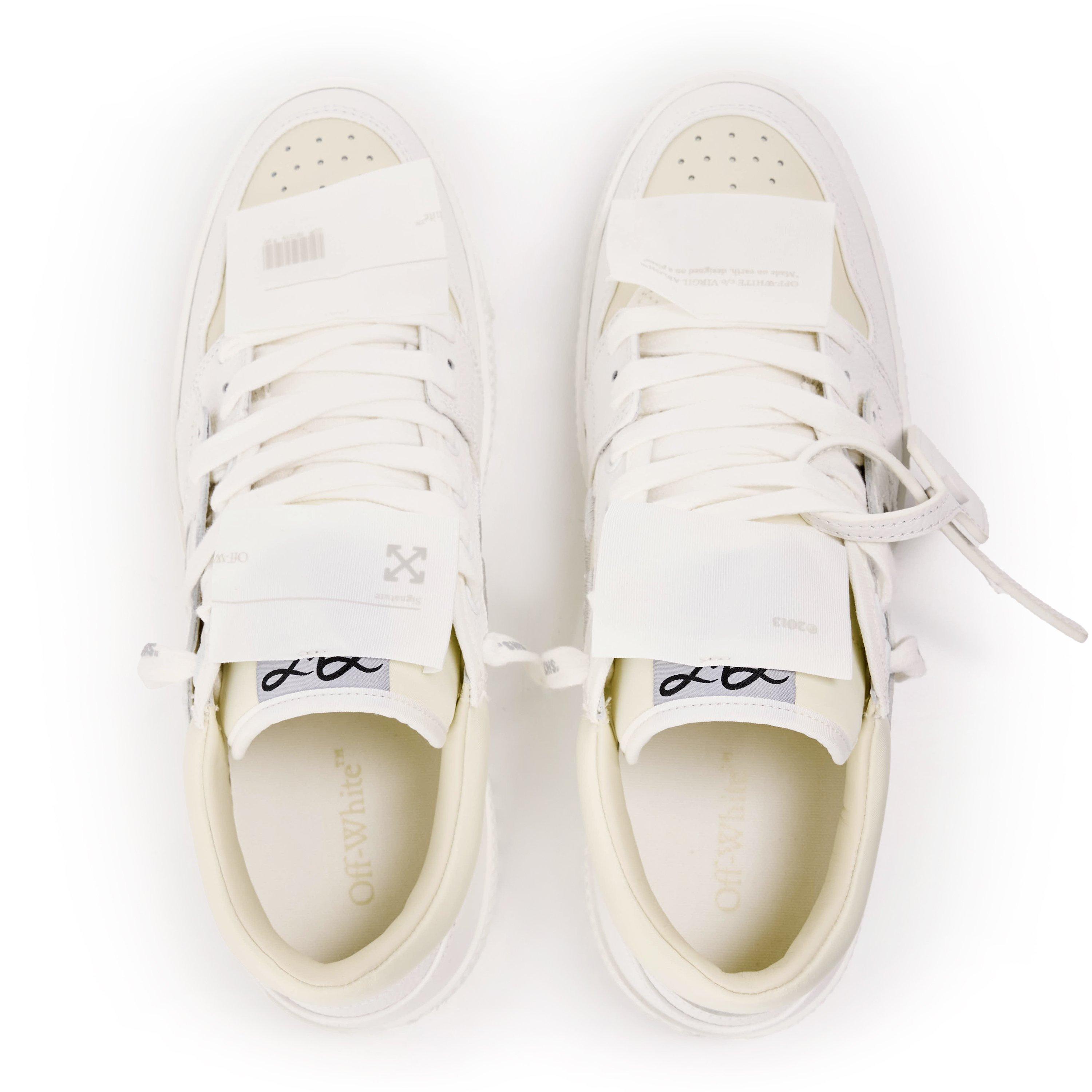 White/Ivory - Off White - Men's 3.0 Court Low Eye-catching Silhouette Trainers - 4
