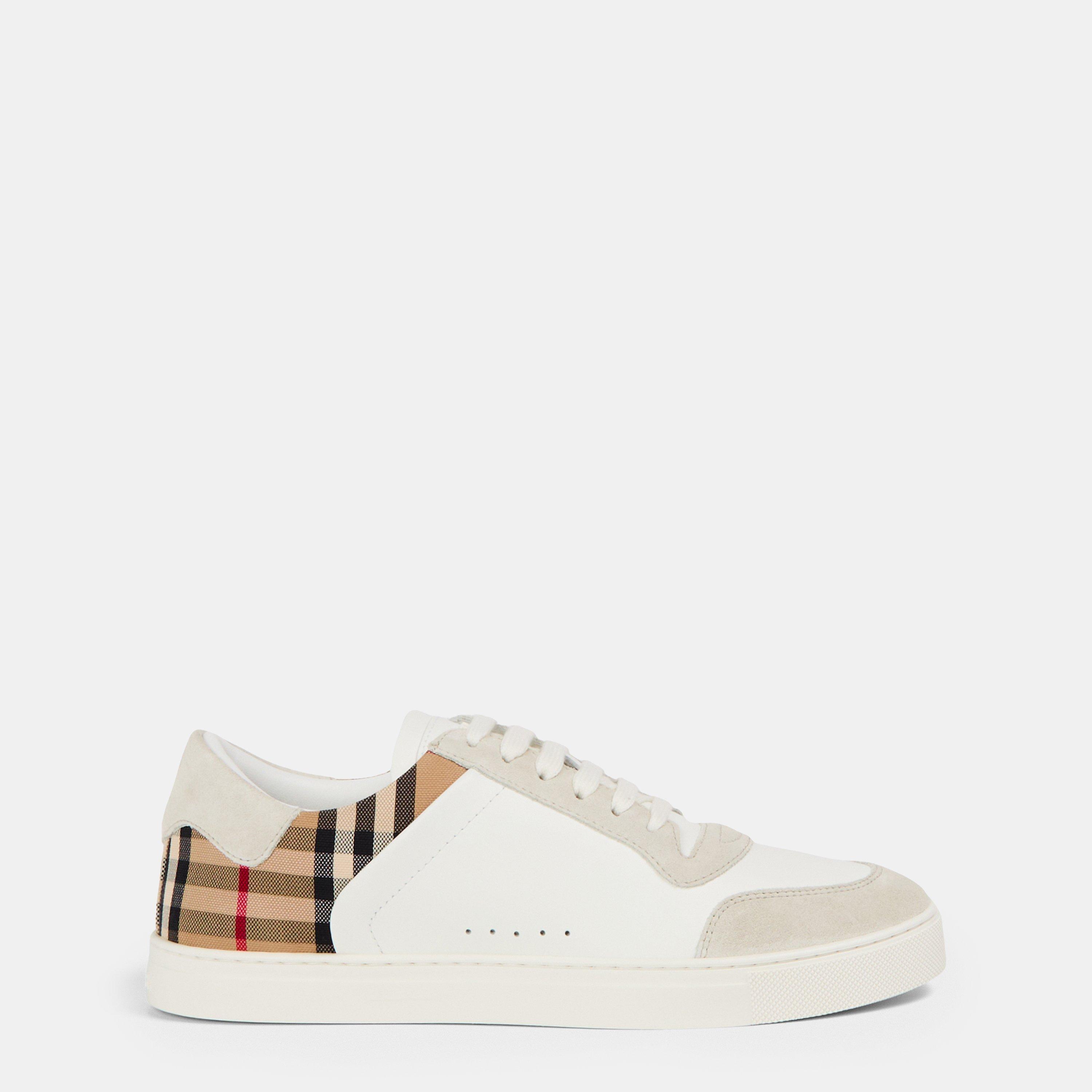 Burberry Mens Check Panel Sneakers - White - Size 10 (44)