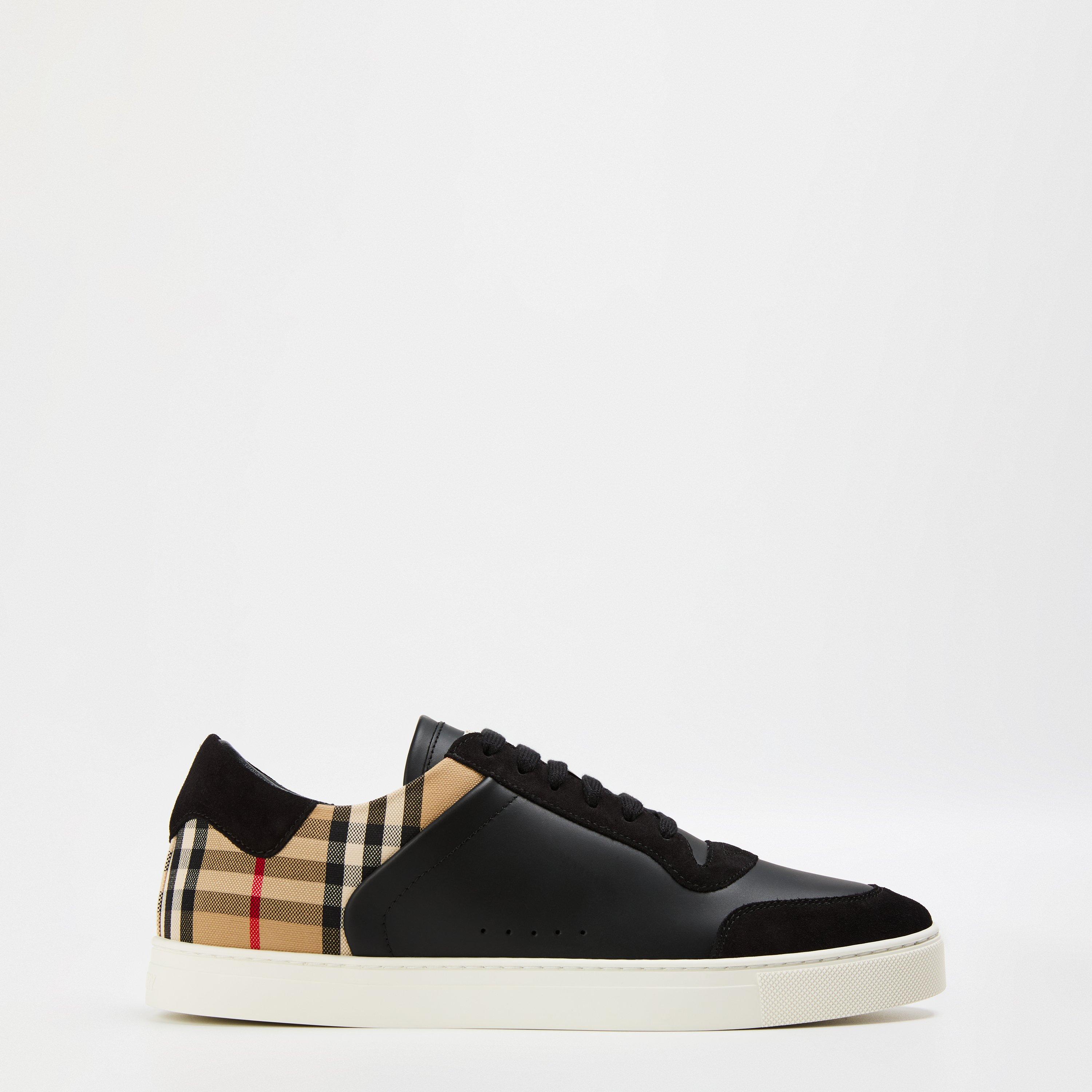 Burberry Mens Check Panel Sneakers - Black - Size 10 (44)