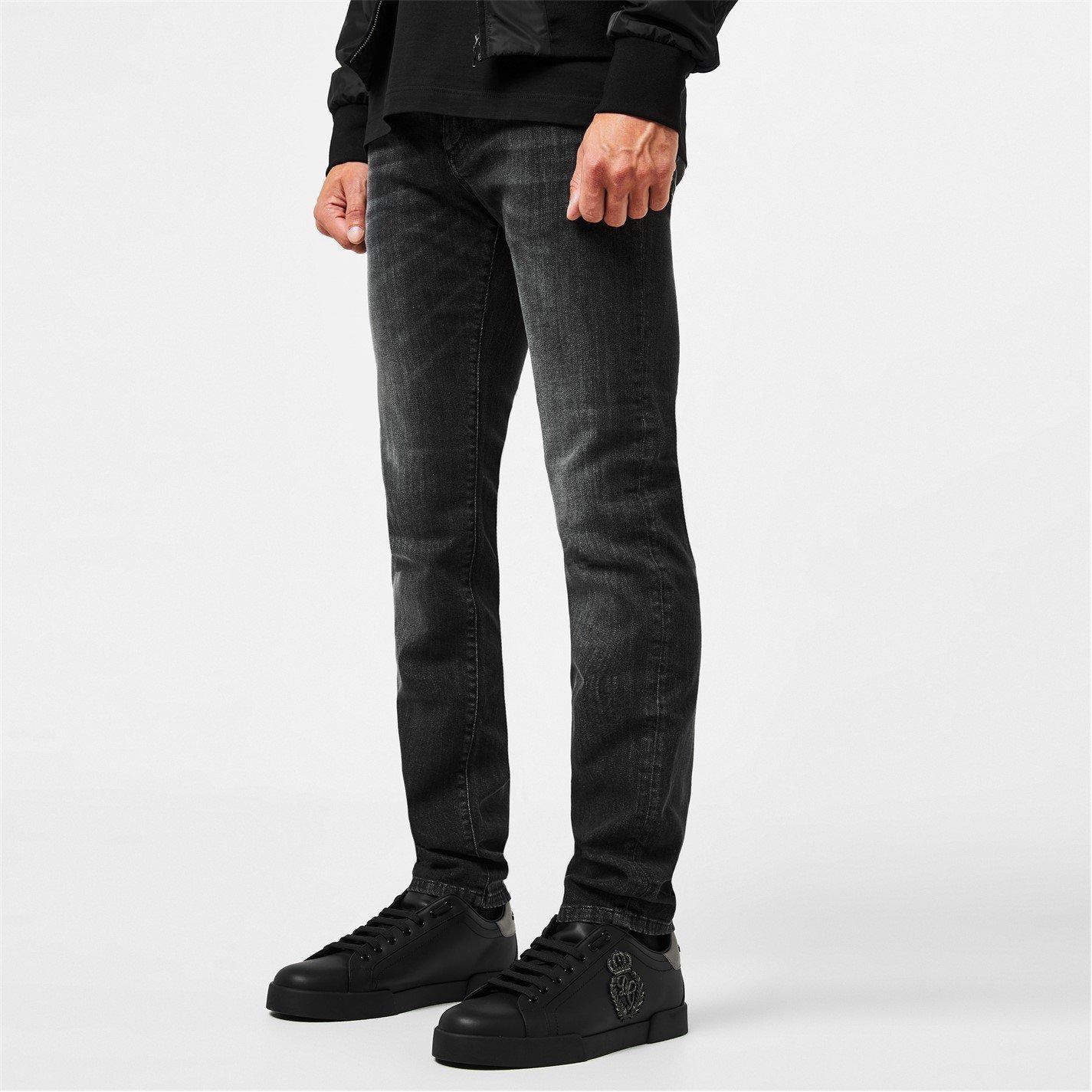 Black/Silver - Dolce and Gabbana - Men's Crown Leather Portofino Trainers - 2