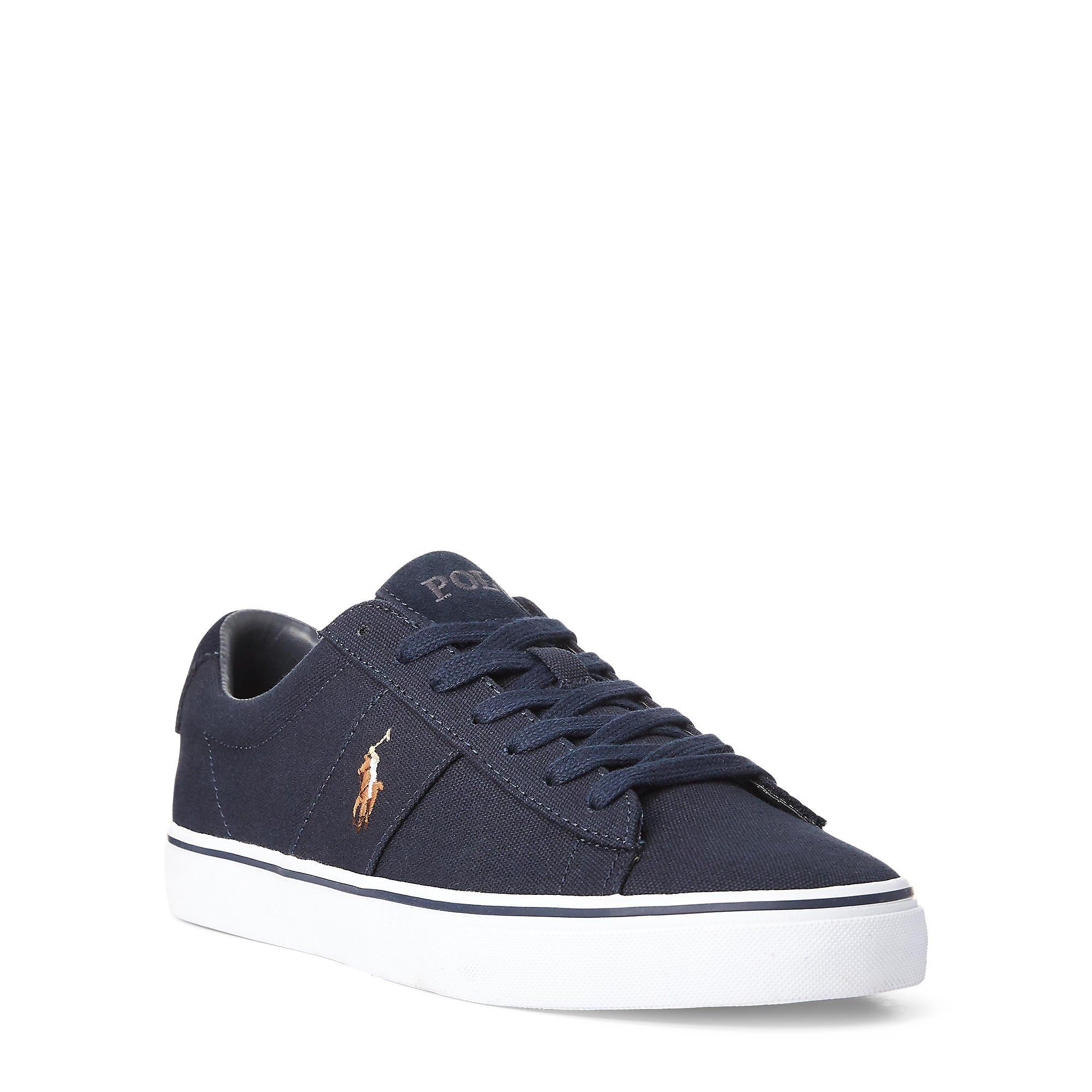 Navy 002 - Polo Ralph Lauren - Men's Sayer Canvas Low-Top Trainers - 2