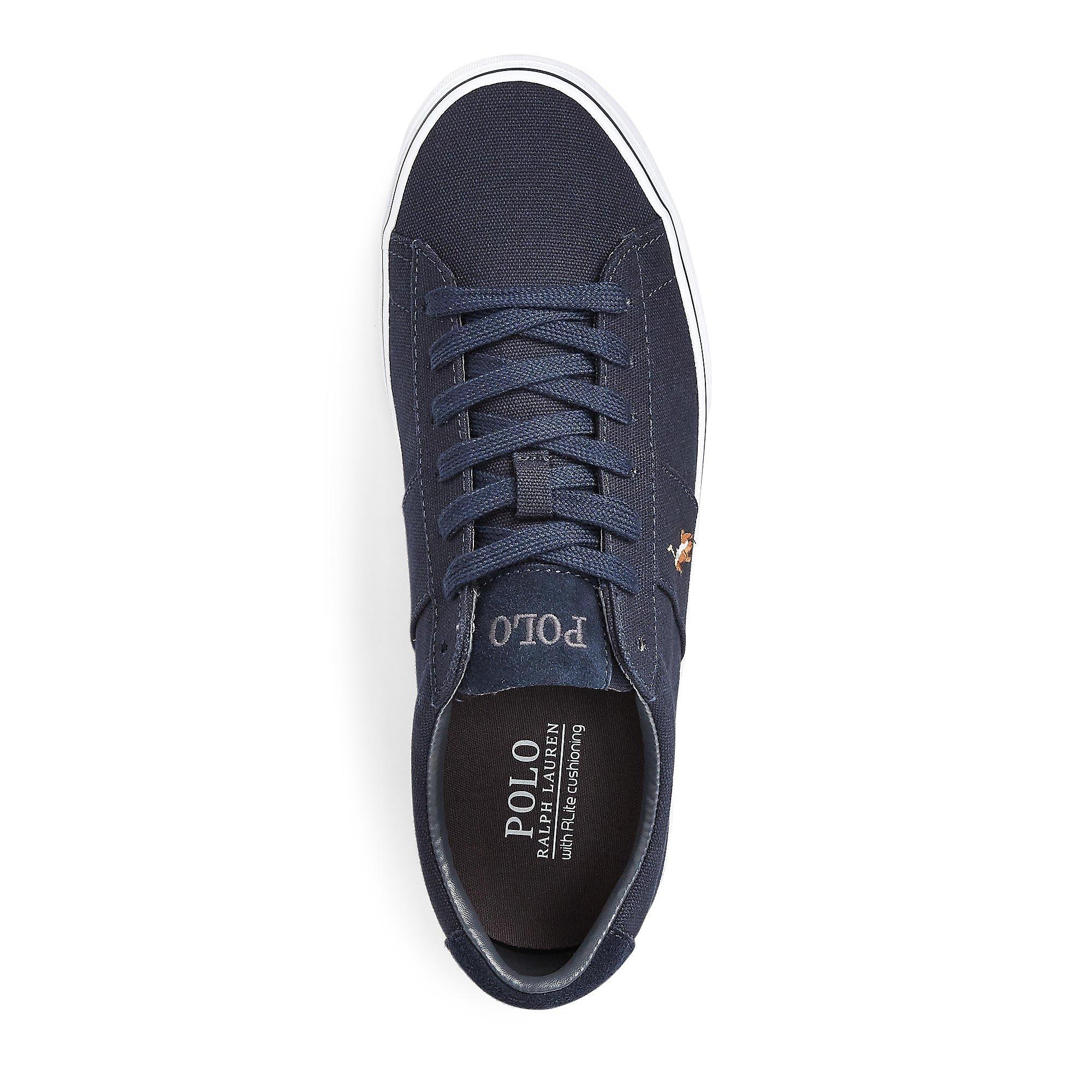 Navy 002 - Polo Ralph Lauren - Men's Sayer Canvas Low-Top Trainers - 3