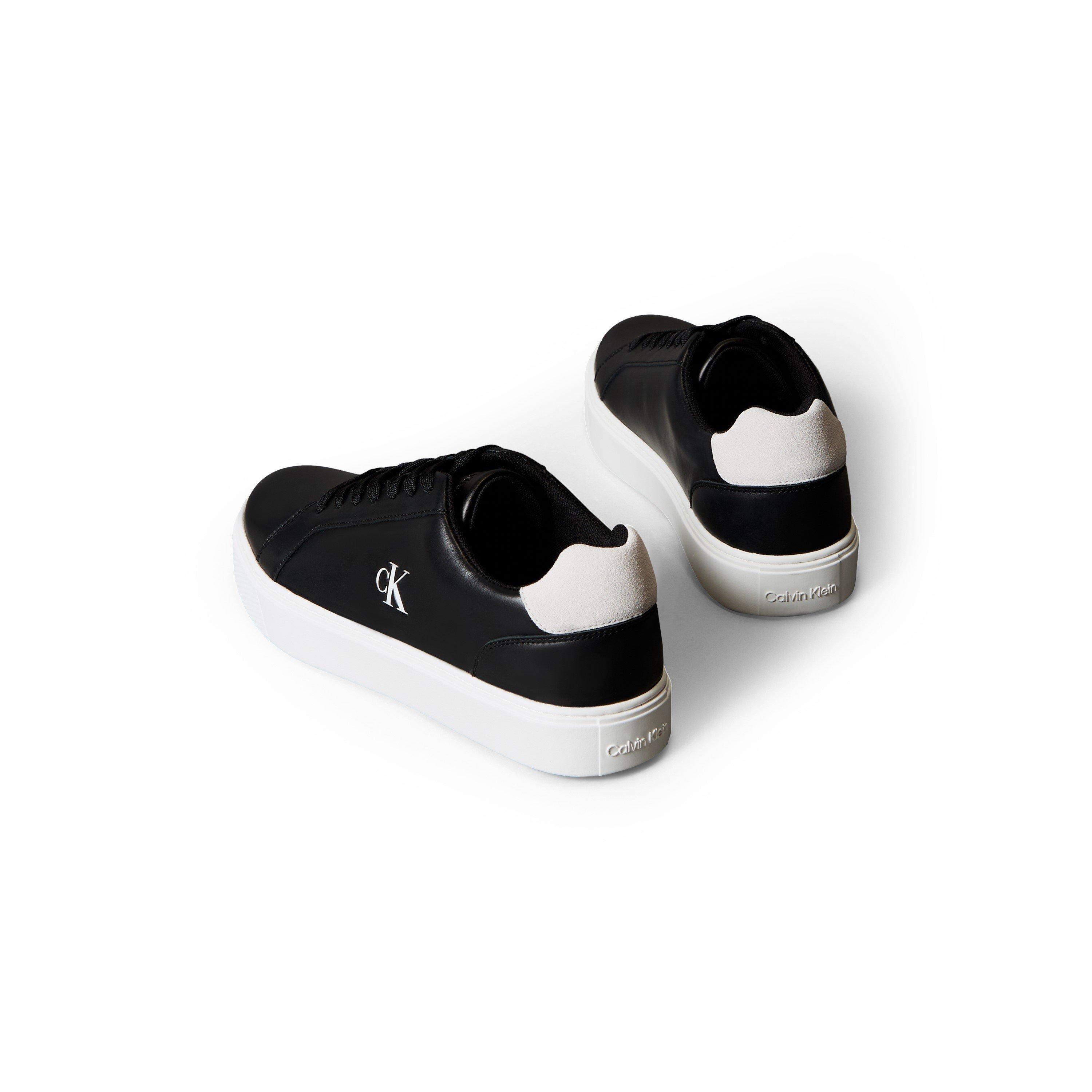 Black/White - Calvin Klein - Men's Leather Classic Cup Low-Top Trainers - 3