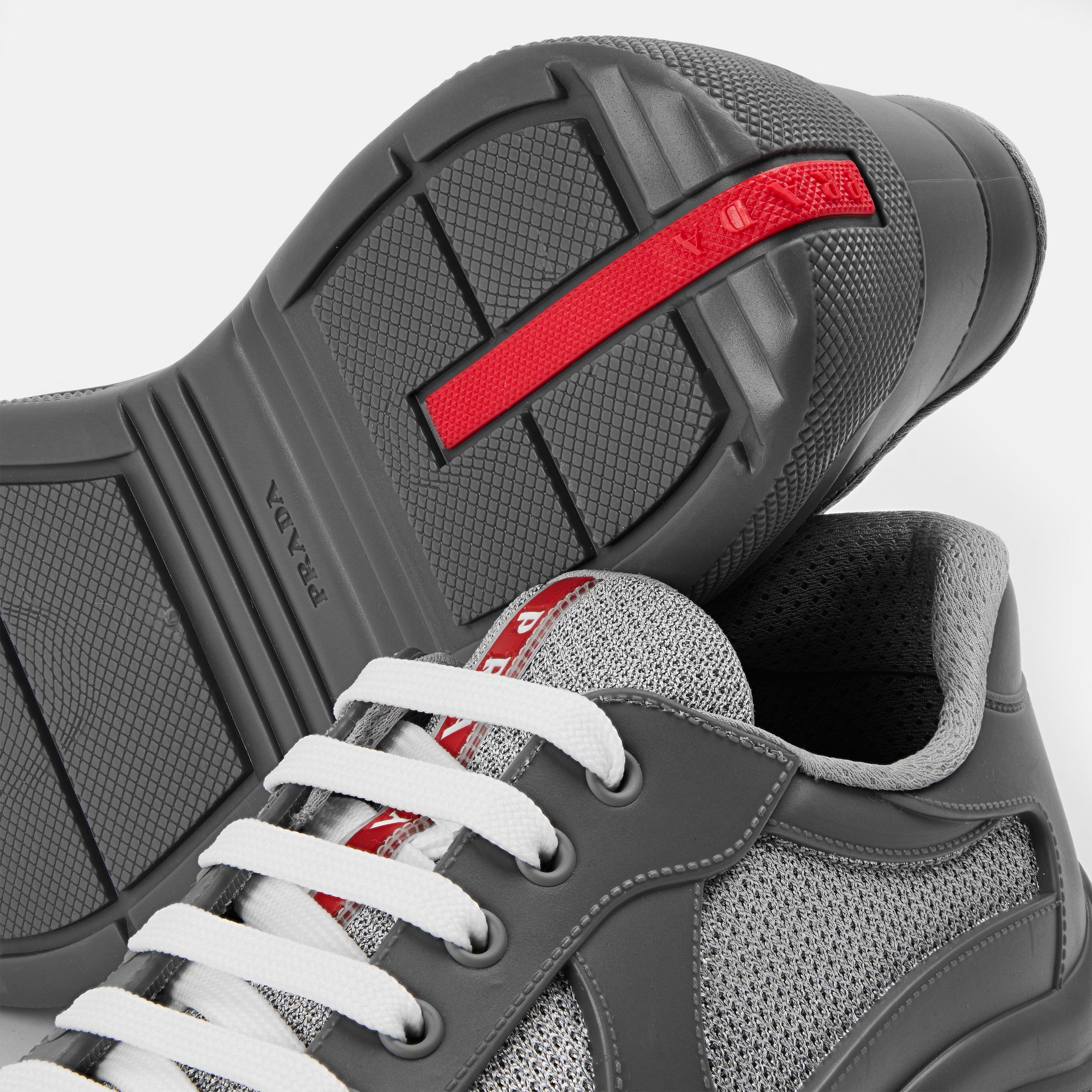 Grey/Grey - Prada - Men's A Cup Soft Low-Top Trainers - 4