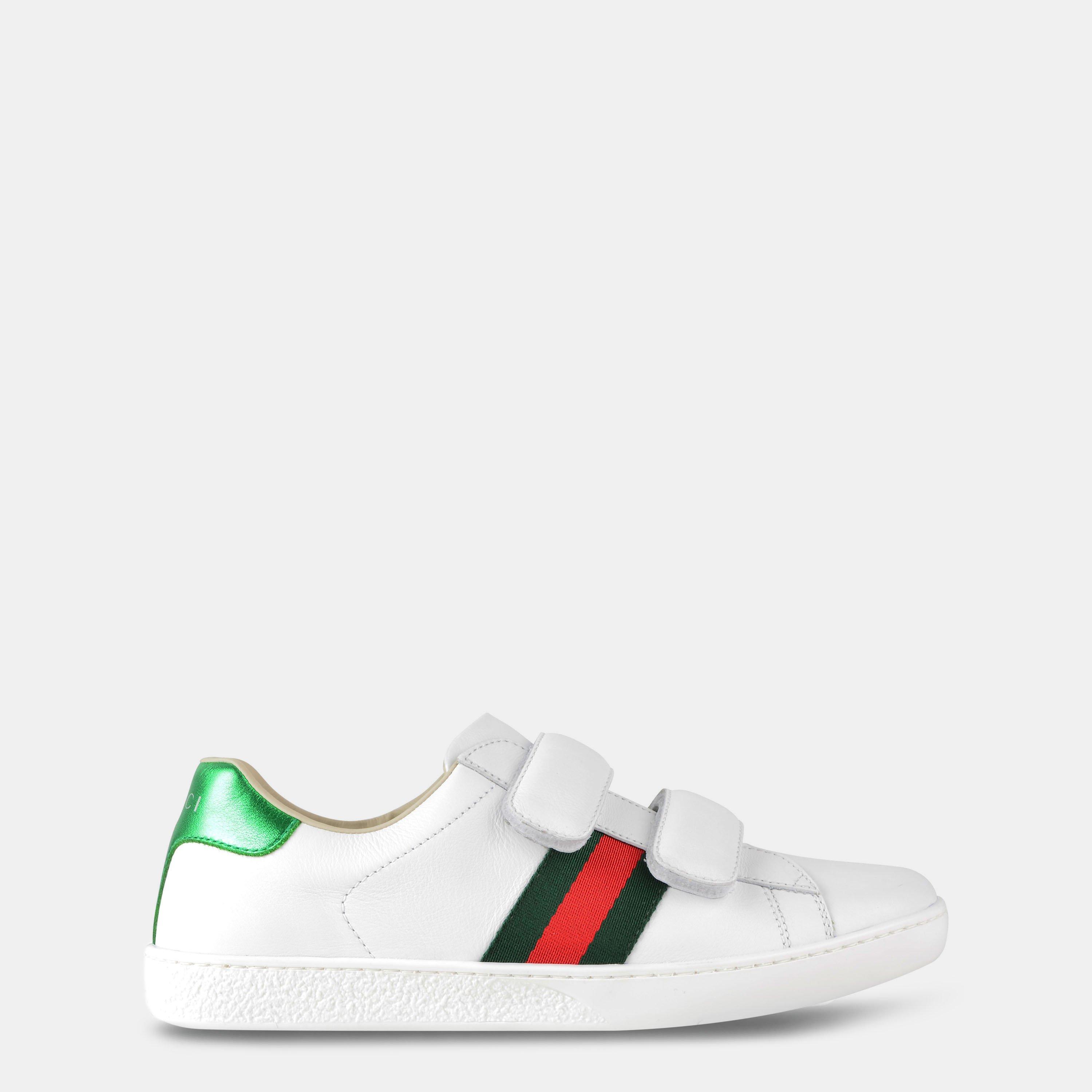 White 9085 - Gucci - Juniors' Ace Leather Trainers - 1