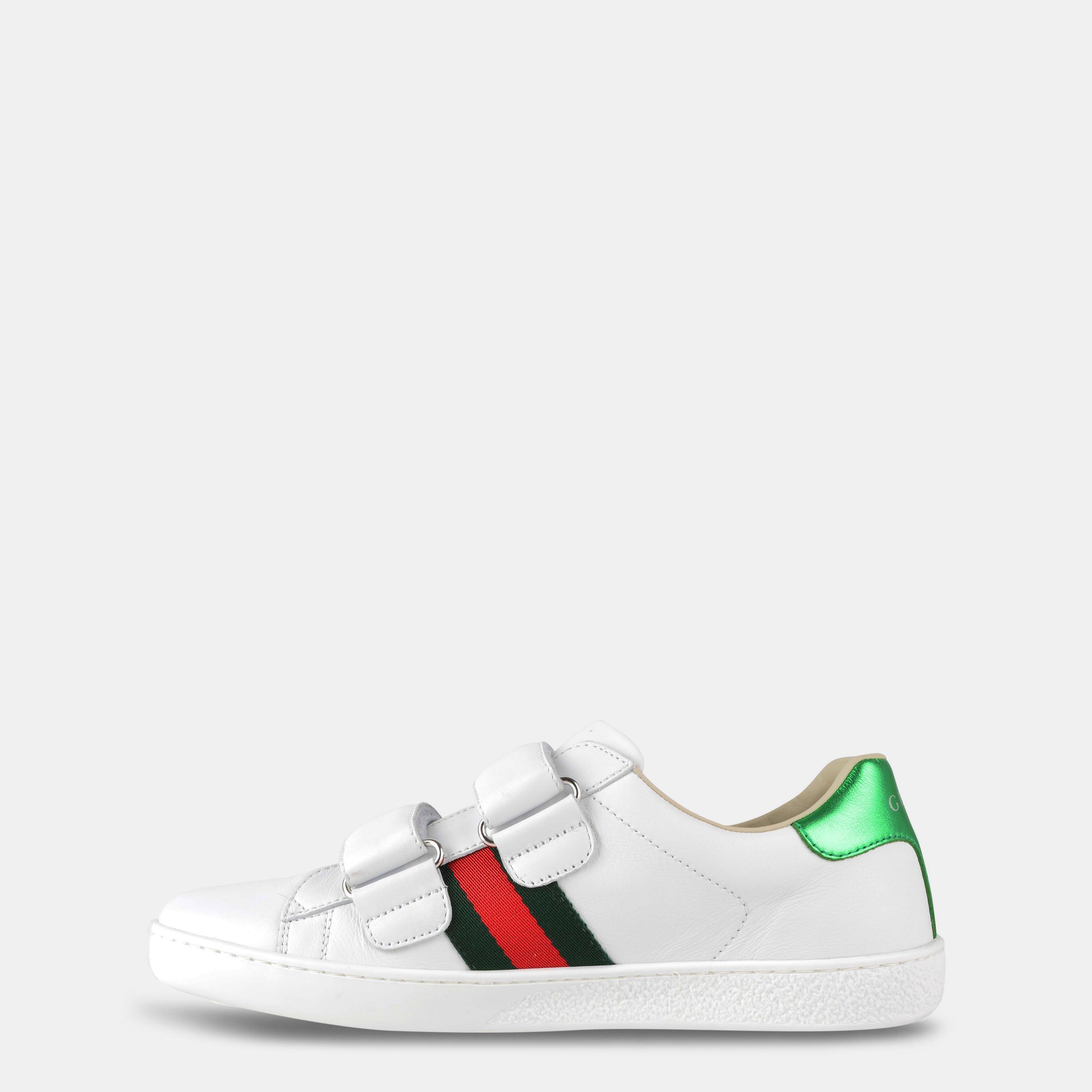 White 9085 - Gucci - Juniors' Ace Leather Trainers - 2