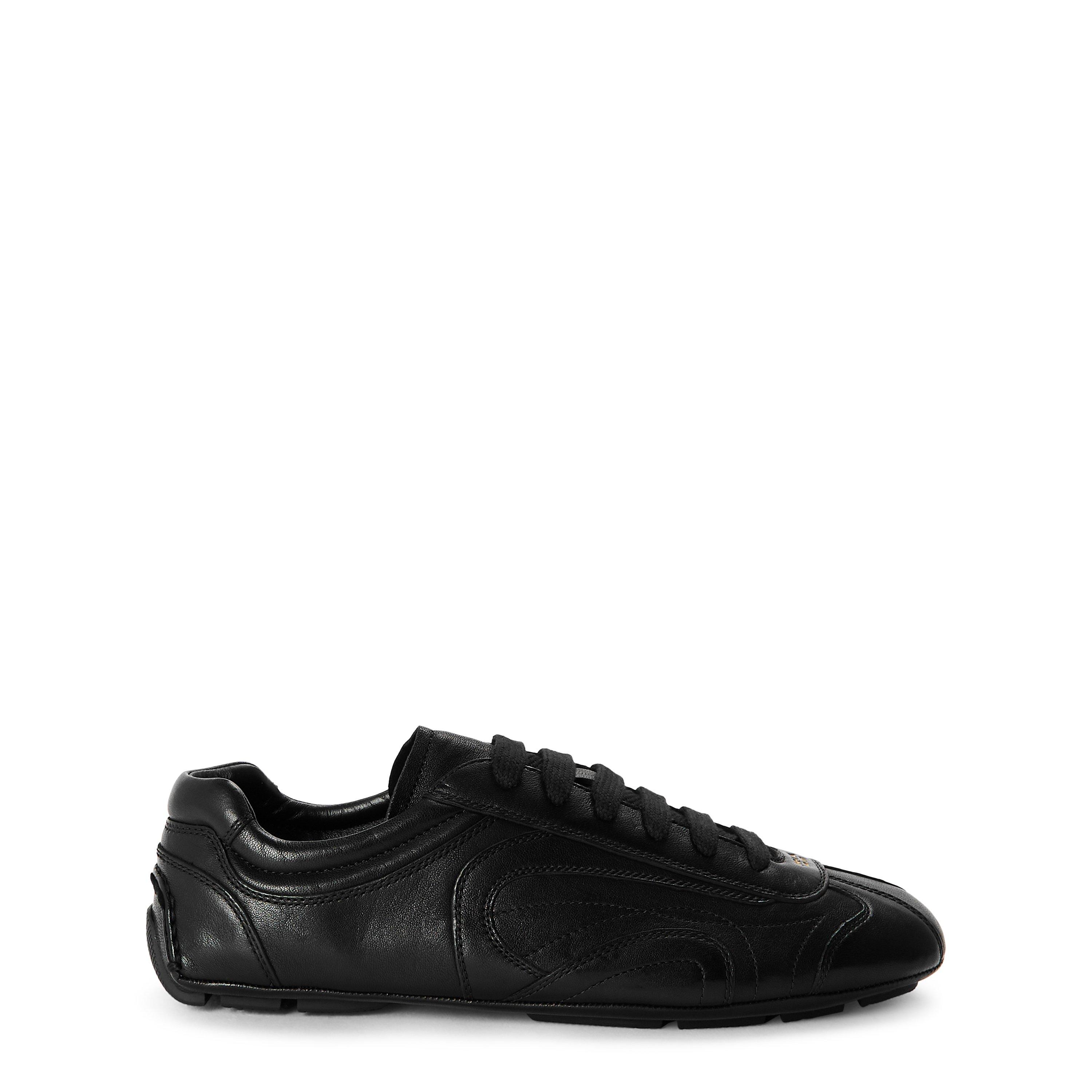 Black/Black - Prada - Men's Montacarlo Leather Low-Top Trainers - 1