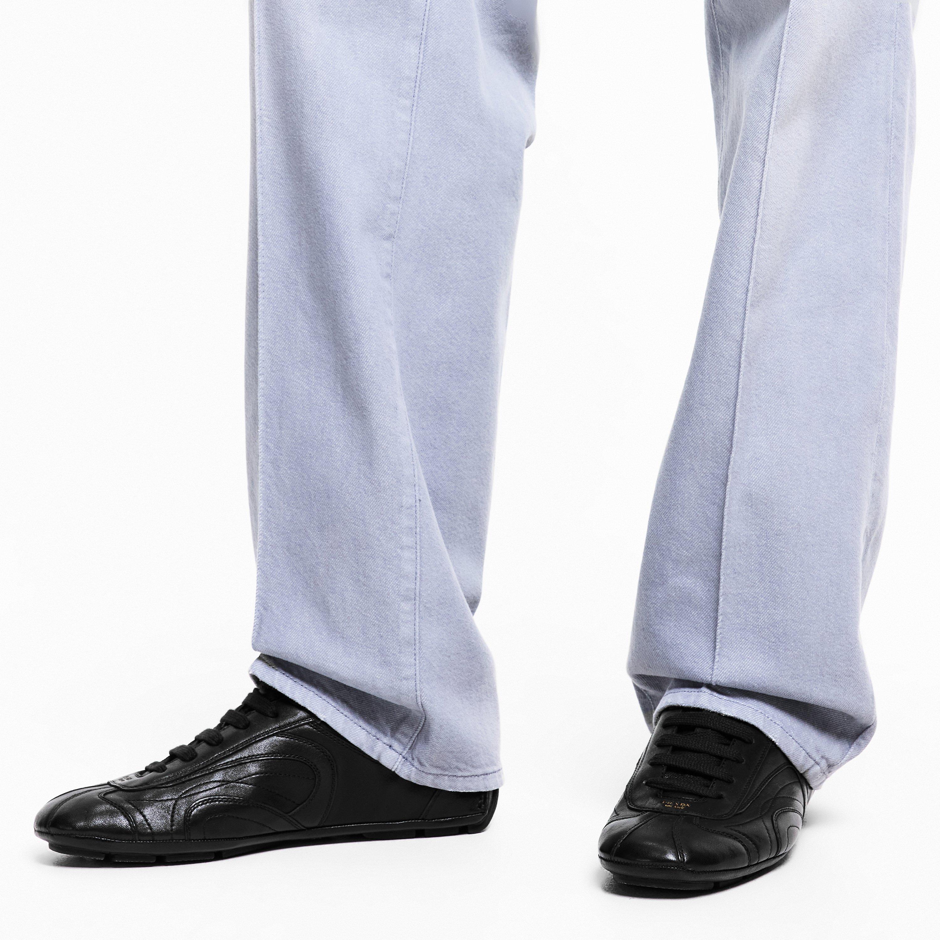 Black/Black - Prada - Men's Montacarlo Leather Low-Top Trainers - 3