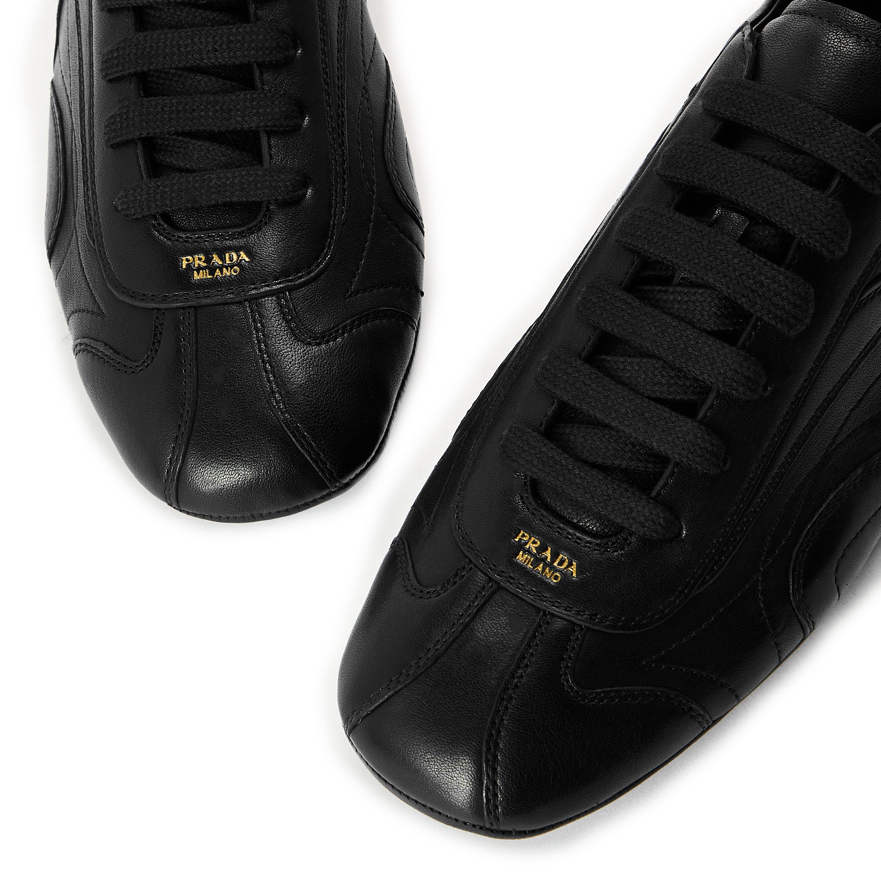 Black/Black - Prada - Men's Montacarlo Leather Low-Top Trainers - 4