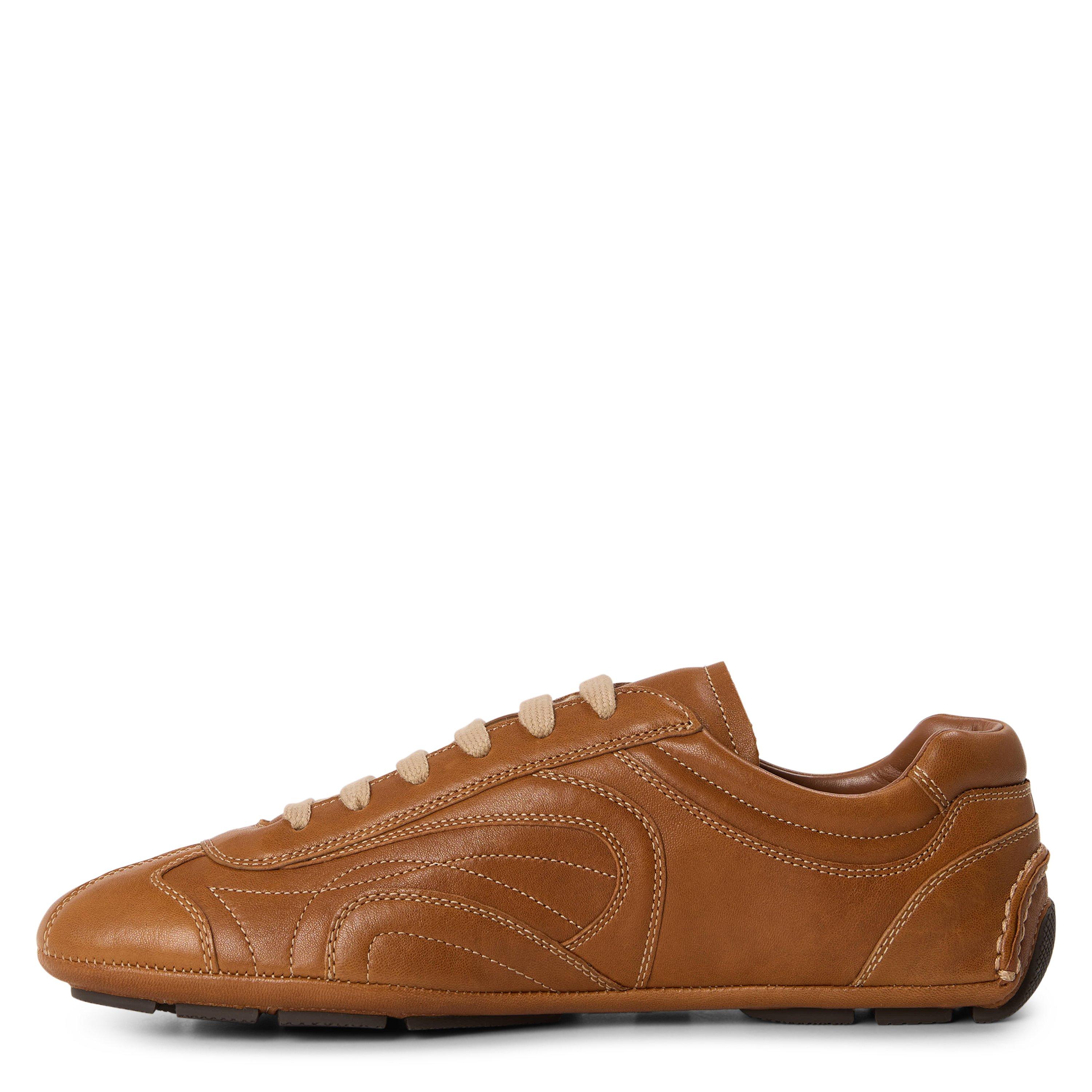 Caramel - Prada - Men's Montacarlo Leather Low-Top Trainers - 2