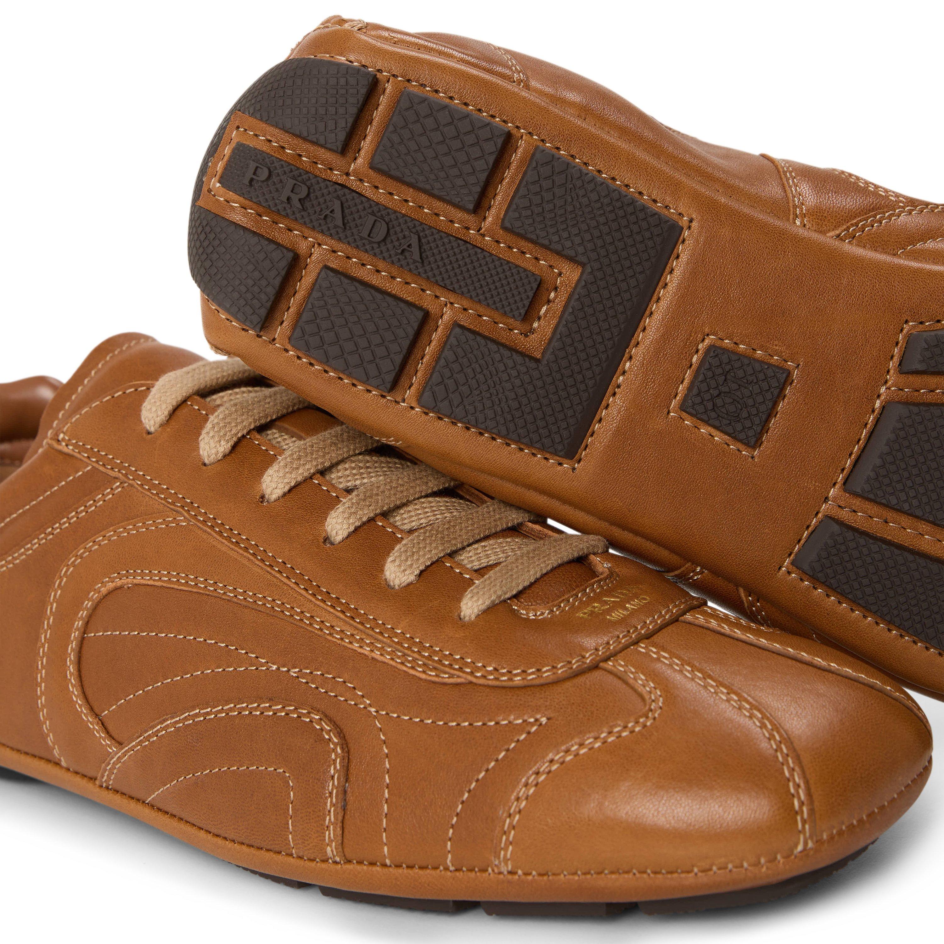 Caramel - Prada - Men's Montacarlo Leather Low-Top Trainers - 4