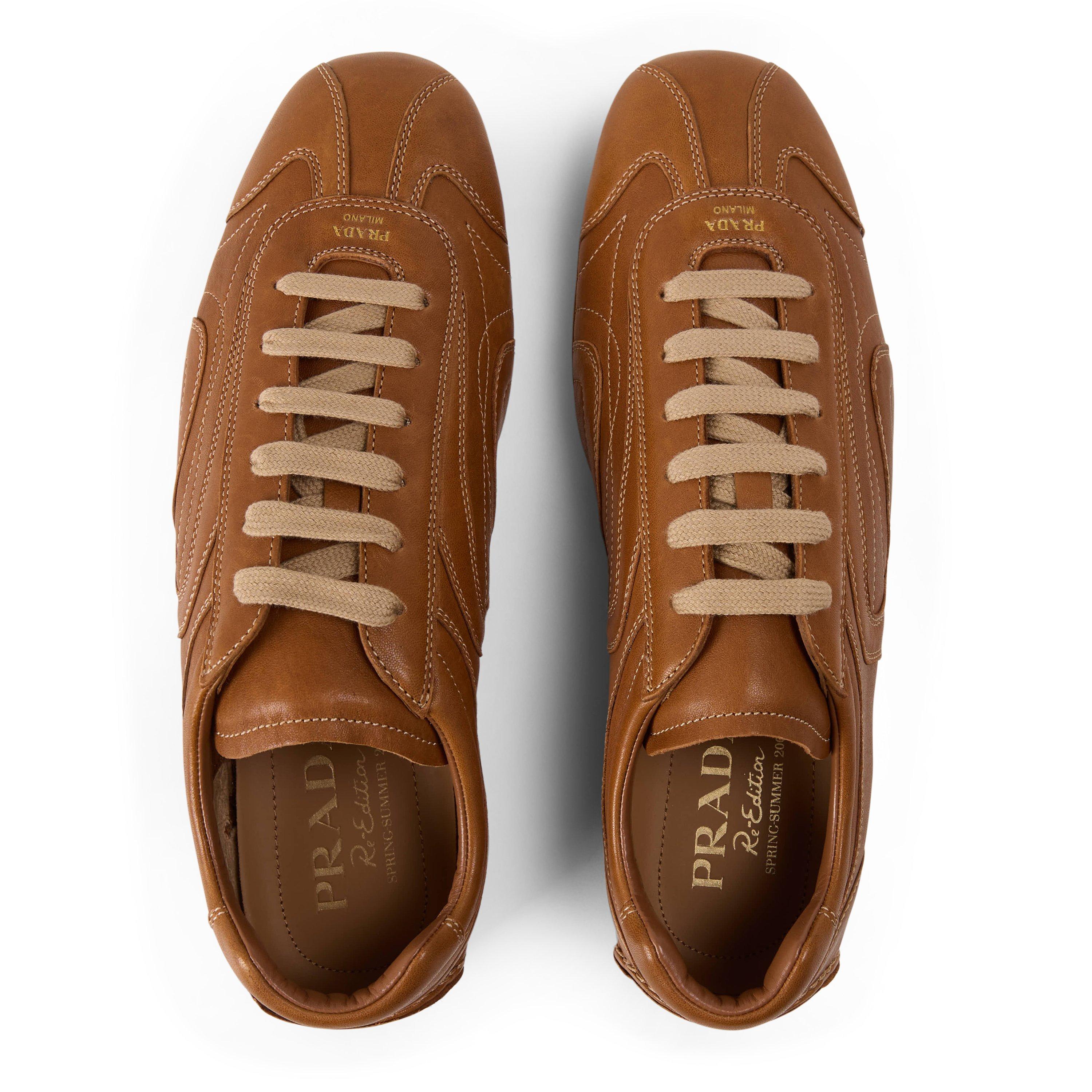 Caramel - Prada - Men's Montacarlo Leather Low-Top Trainers - 5