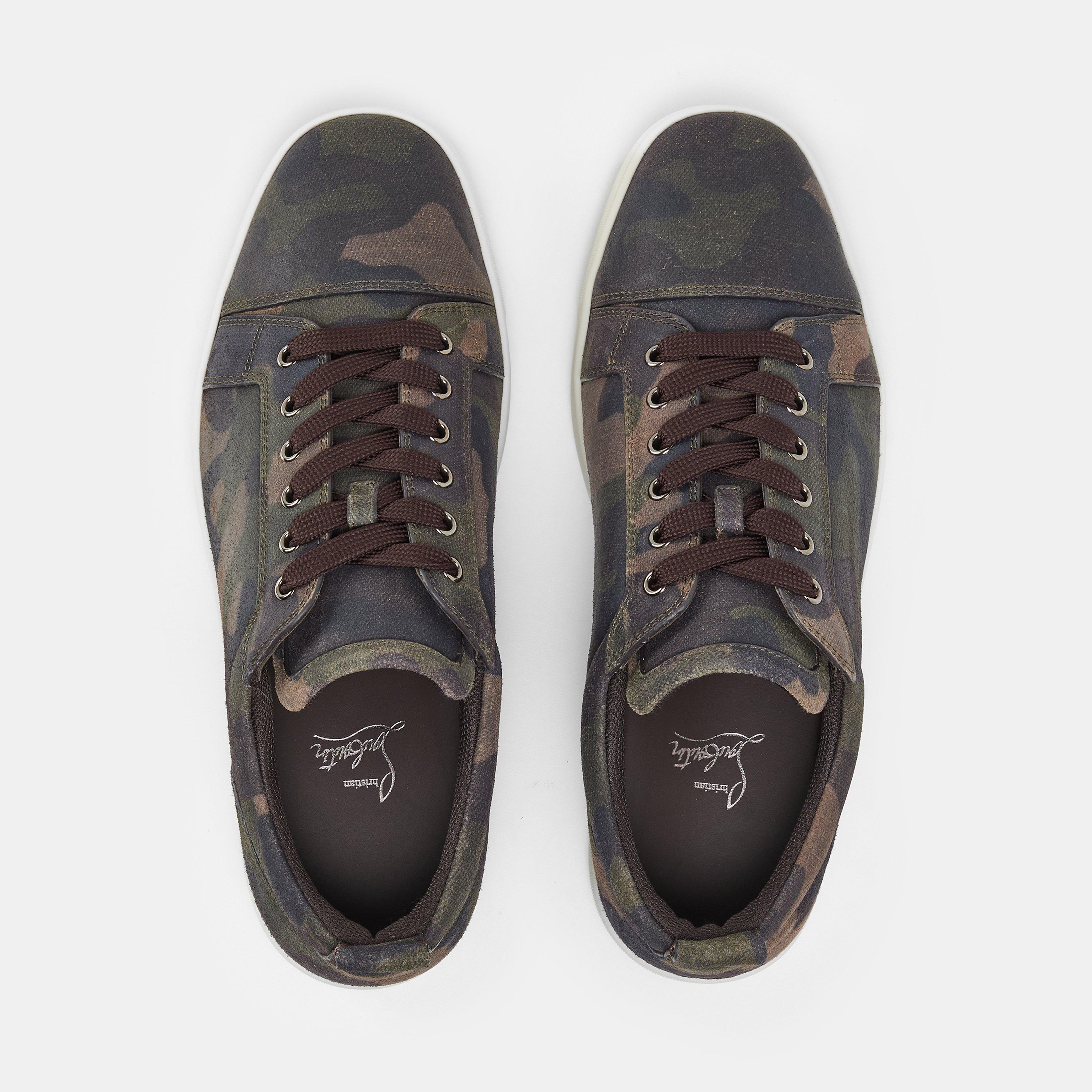 Café Green - Christian Louboutin - Men's Louis Camo Low-Top Trainers - 5