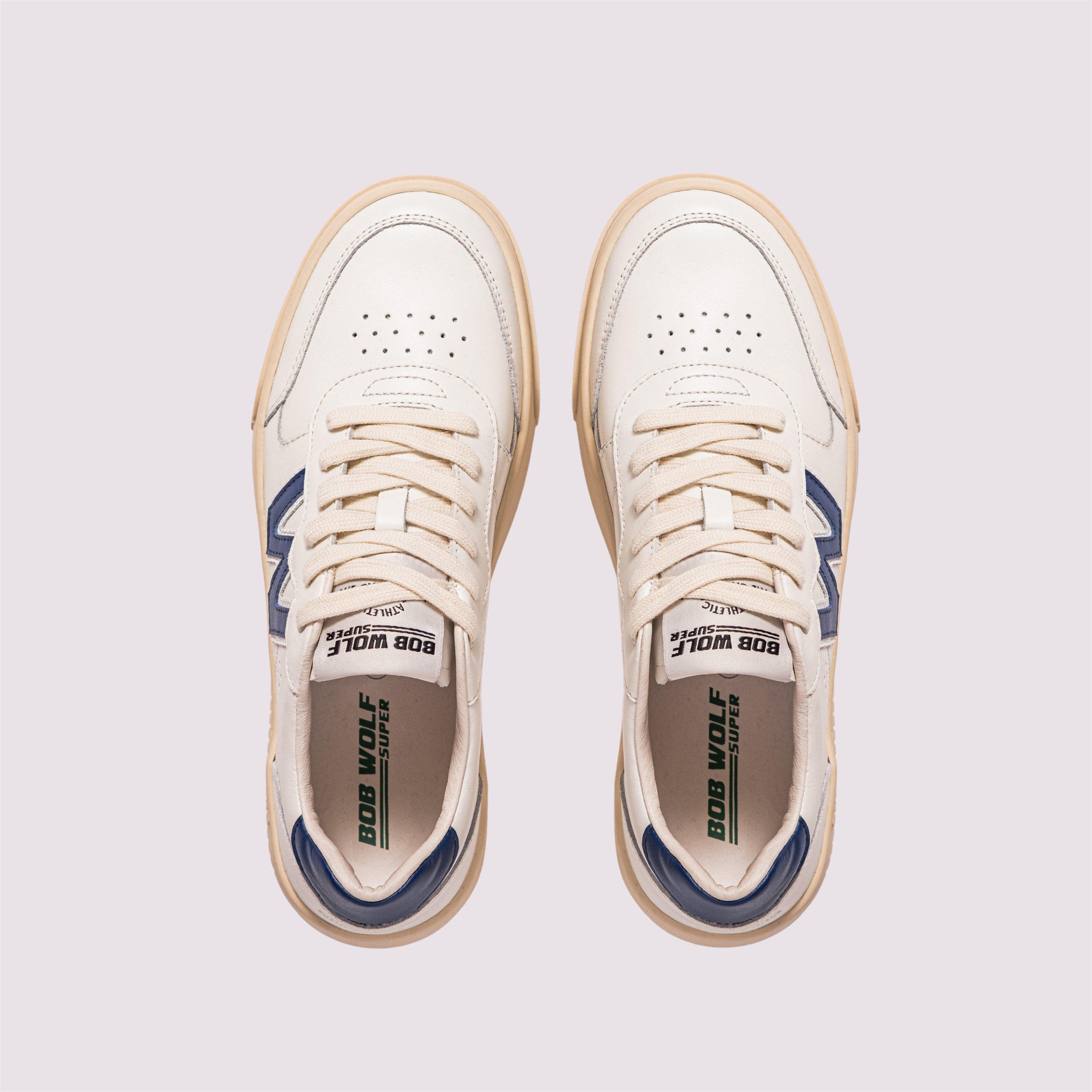 Off White/Navy - Bob Wolf - Men's Legacy Low-Top Trainers - 6
