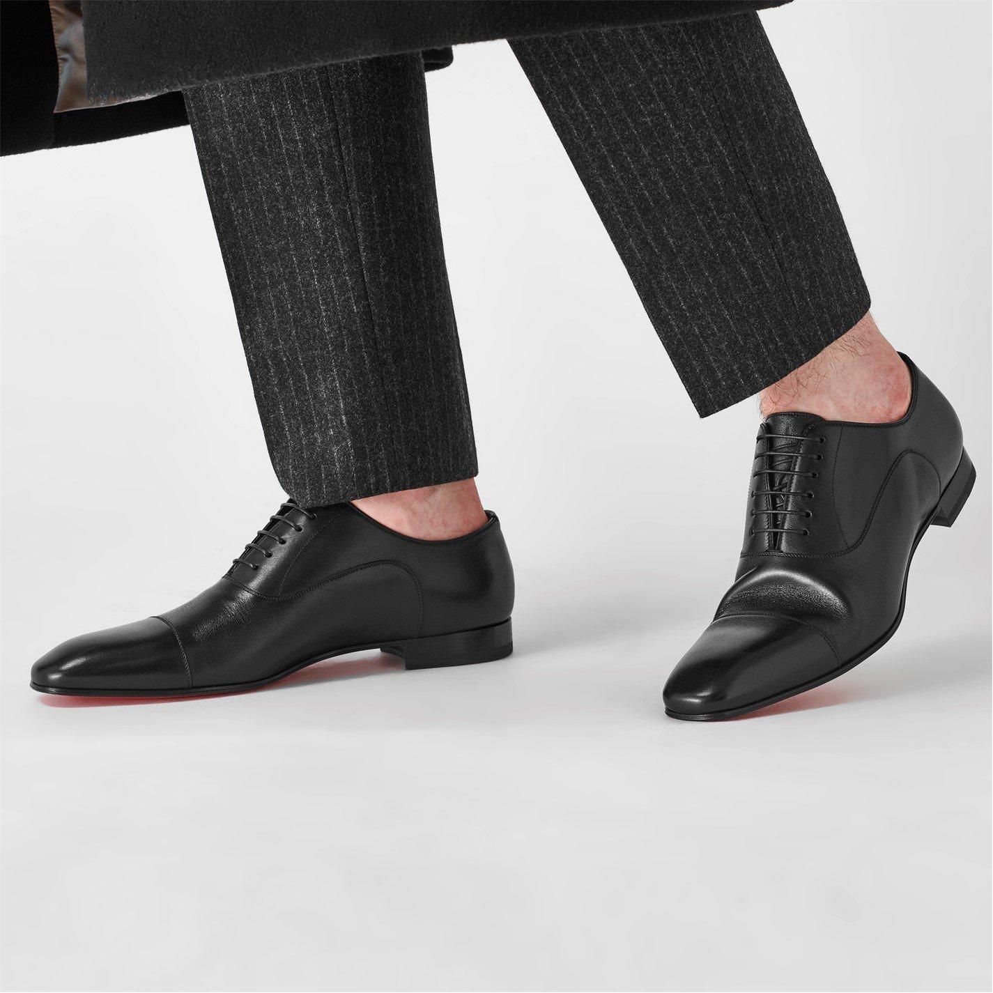 Black Leather - Christian Louboutin - Men's Greggo Lace-Up Leather Boat Shoes - 3