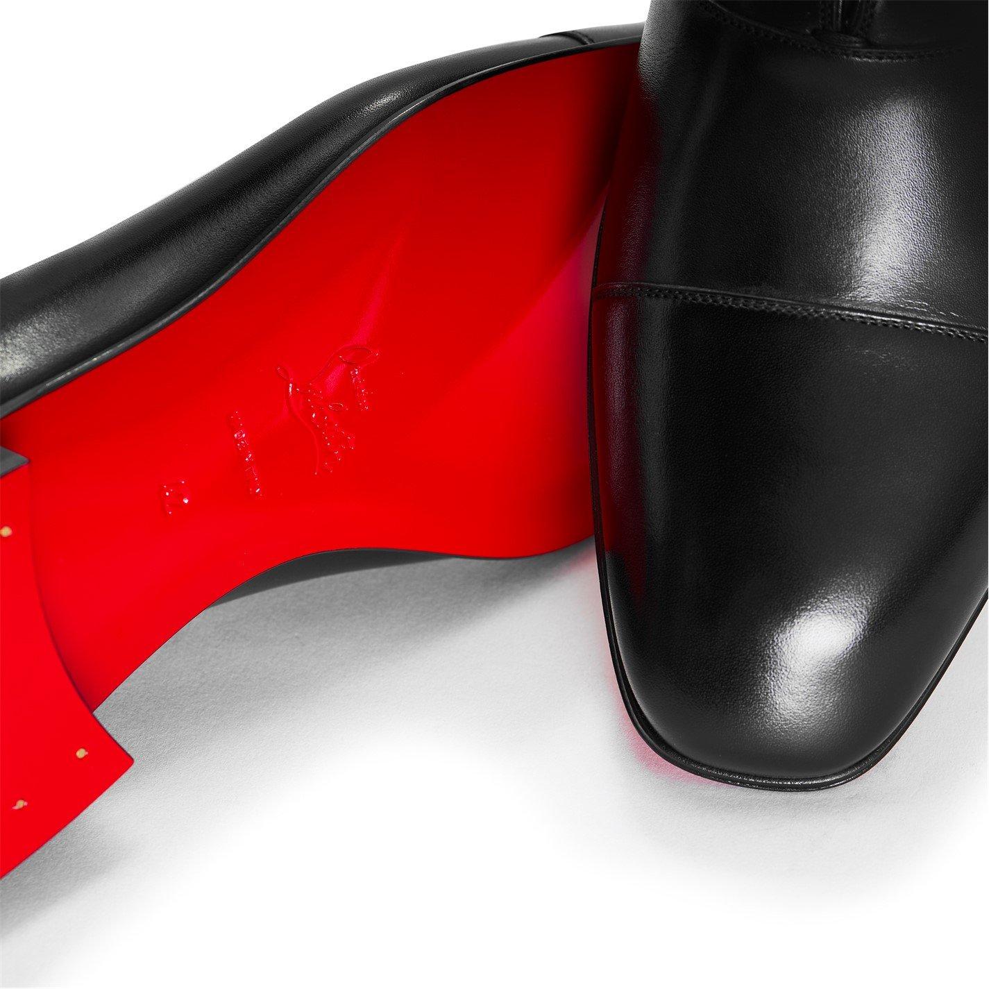 Black Leather - Christian Louboutin - Men's Greggo Lace-Up Leather Boat Shoes - 4