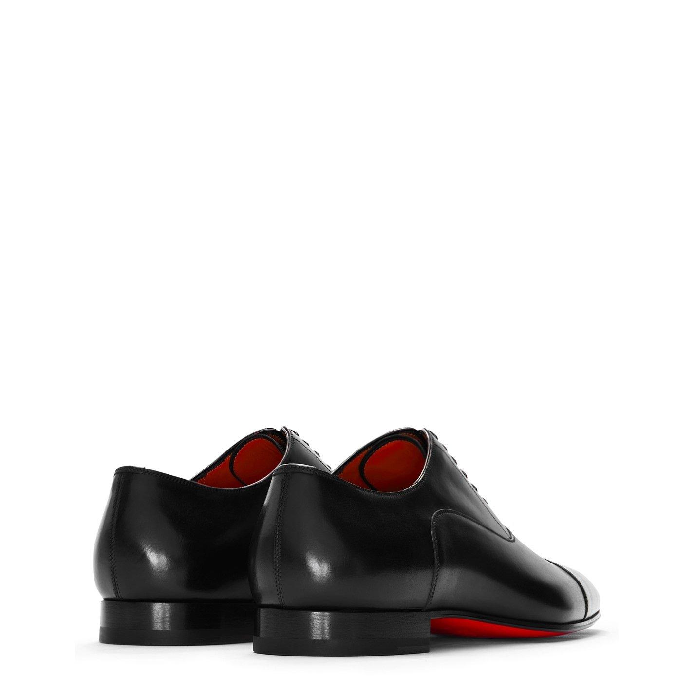 Black Leather - Christian Louboutin - Men's Greggo Lace-Up Leather Boat Shoes - 5