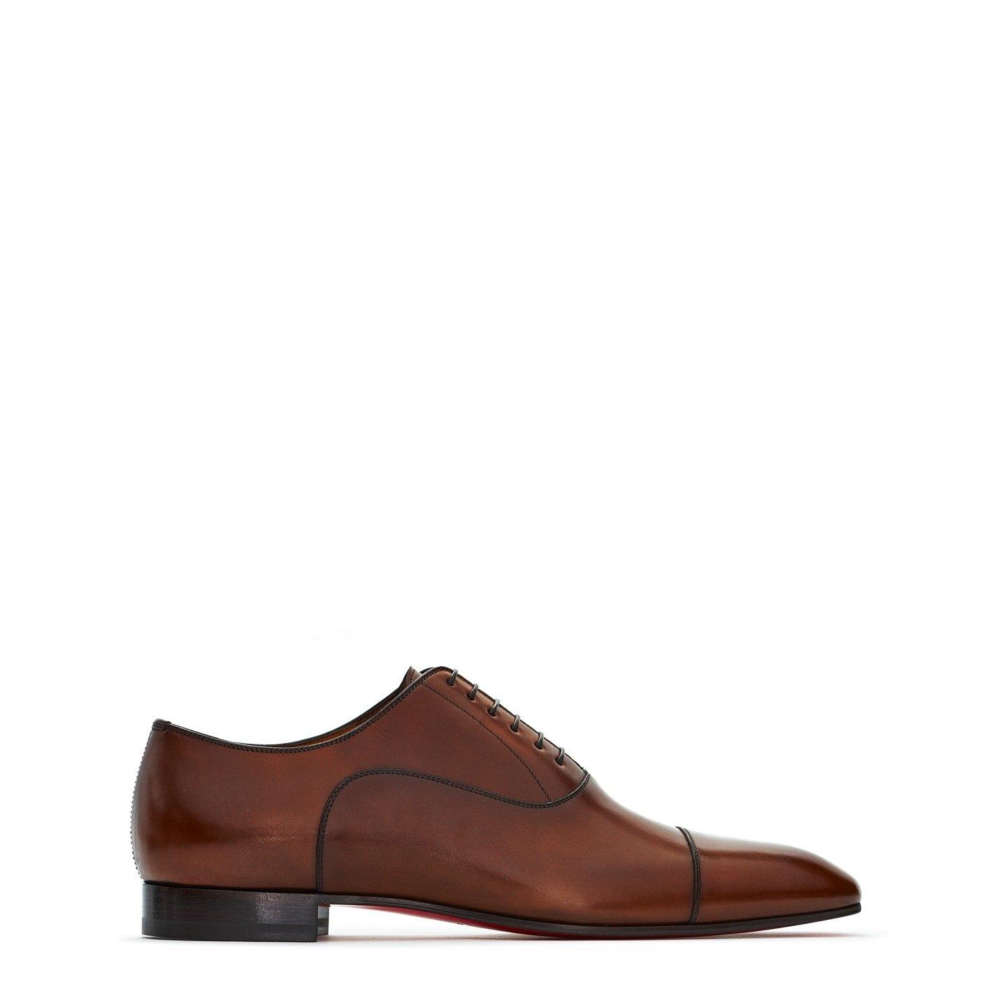 Brown Leather - Christian Louboutin - Men's Greggo Lace-Up Leather Boat Shoes - 1