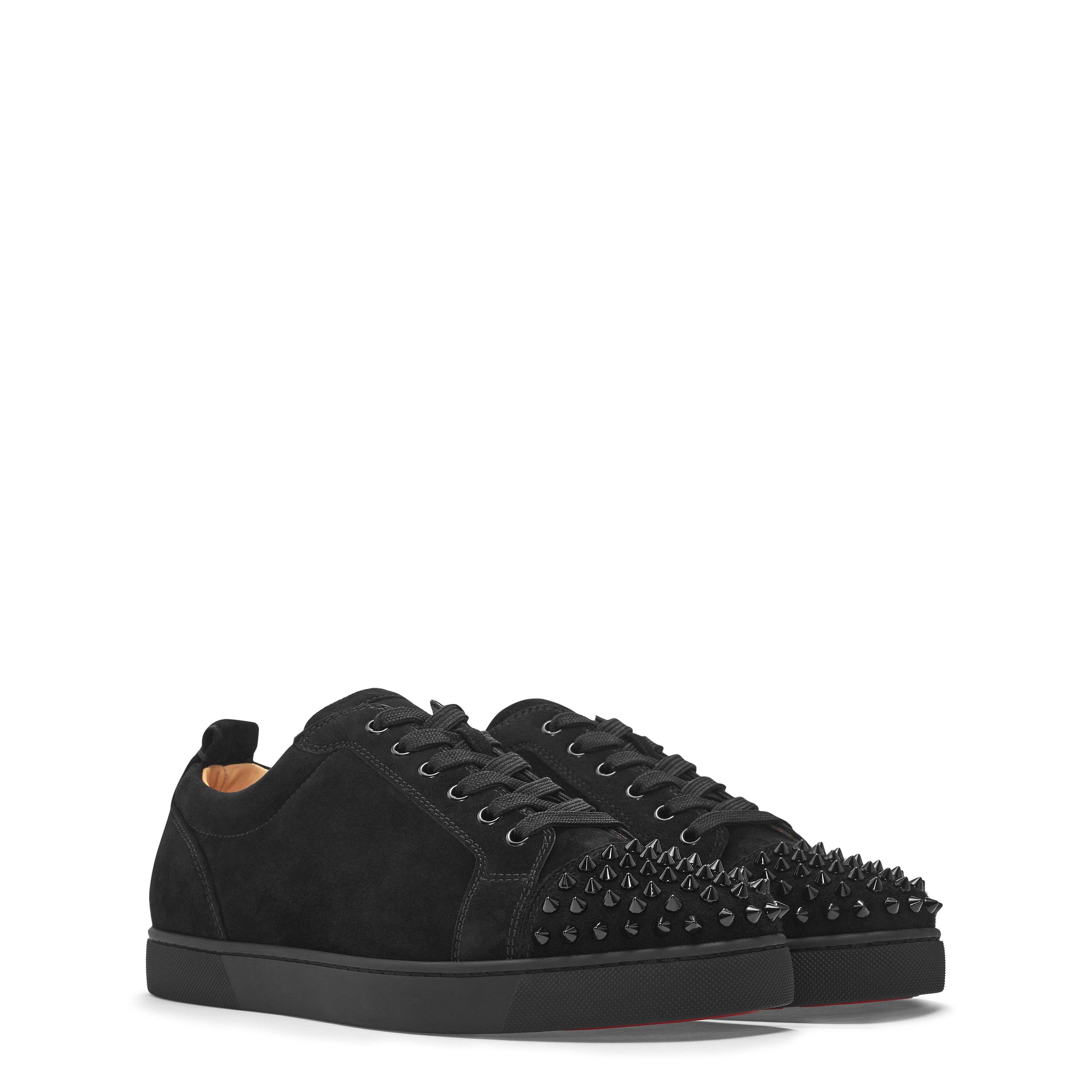 Black Suede - Christian Louboutin - Men's Louis Junior Spikes Suede Trainers - 4