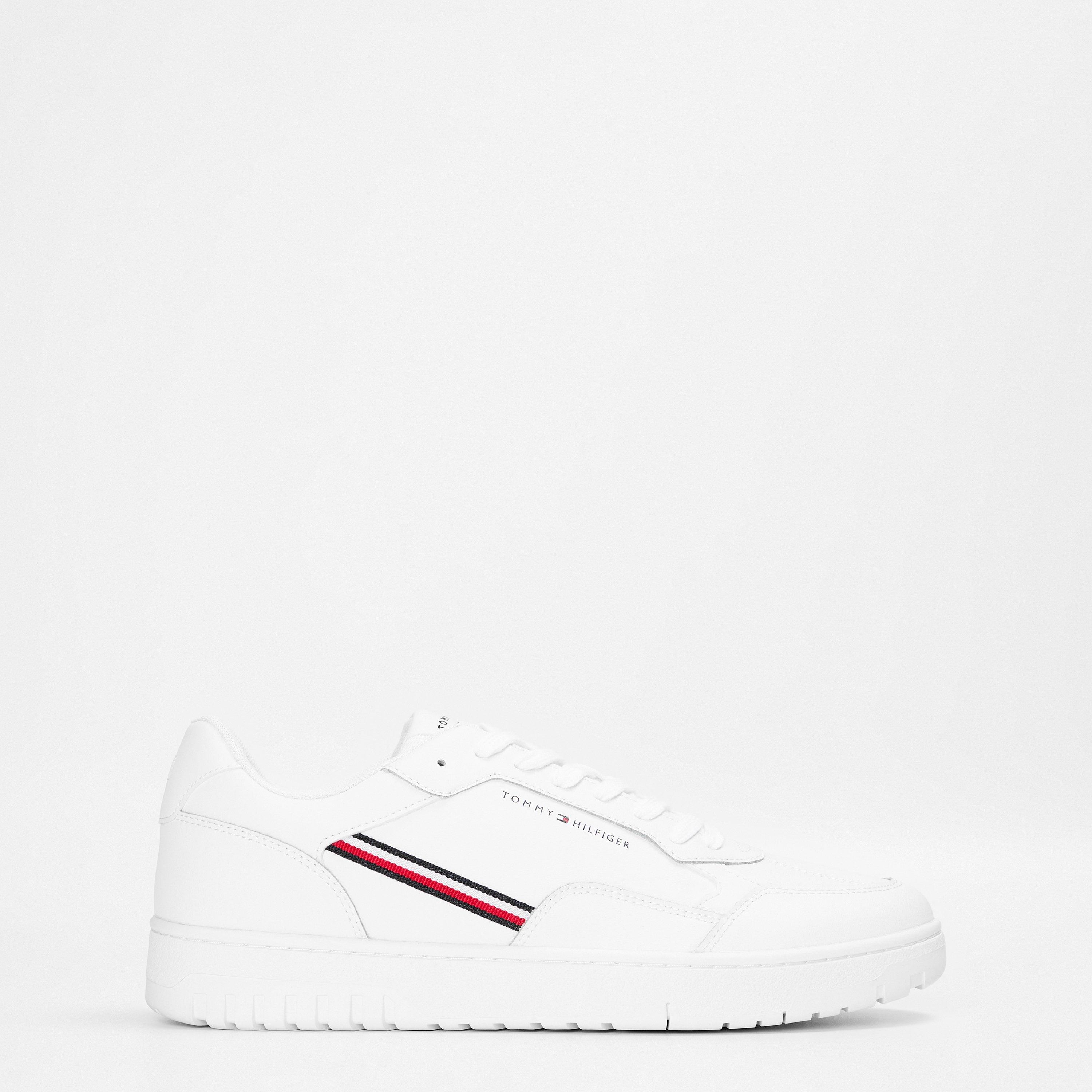 Tommy Hilfiger Men's Basket Stripe Low-Top Trainers - White - Size 7 (41)
