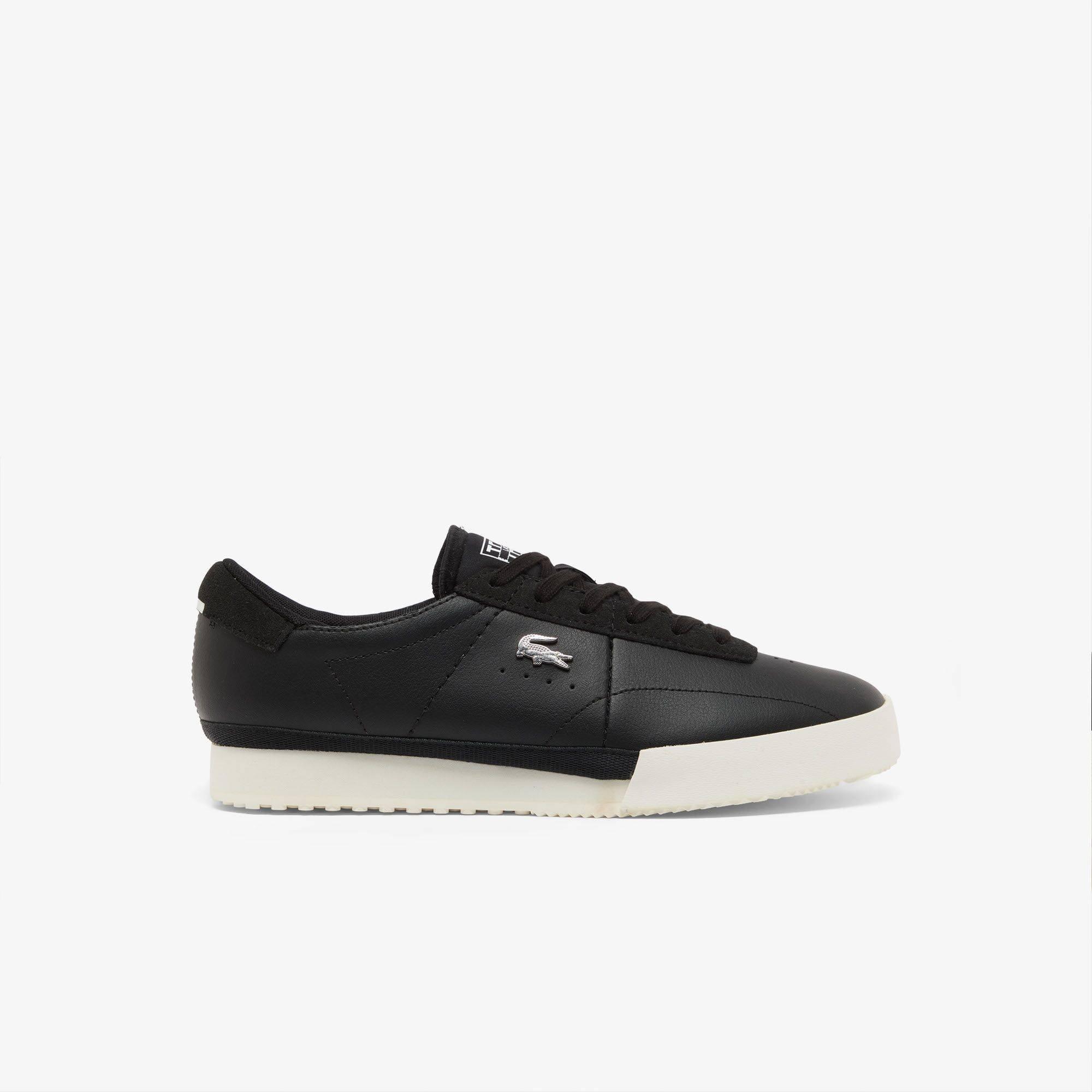 lacoste black leather trainers