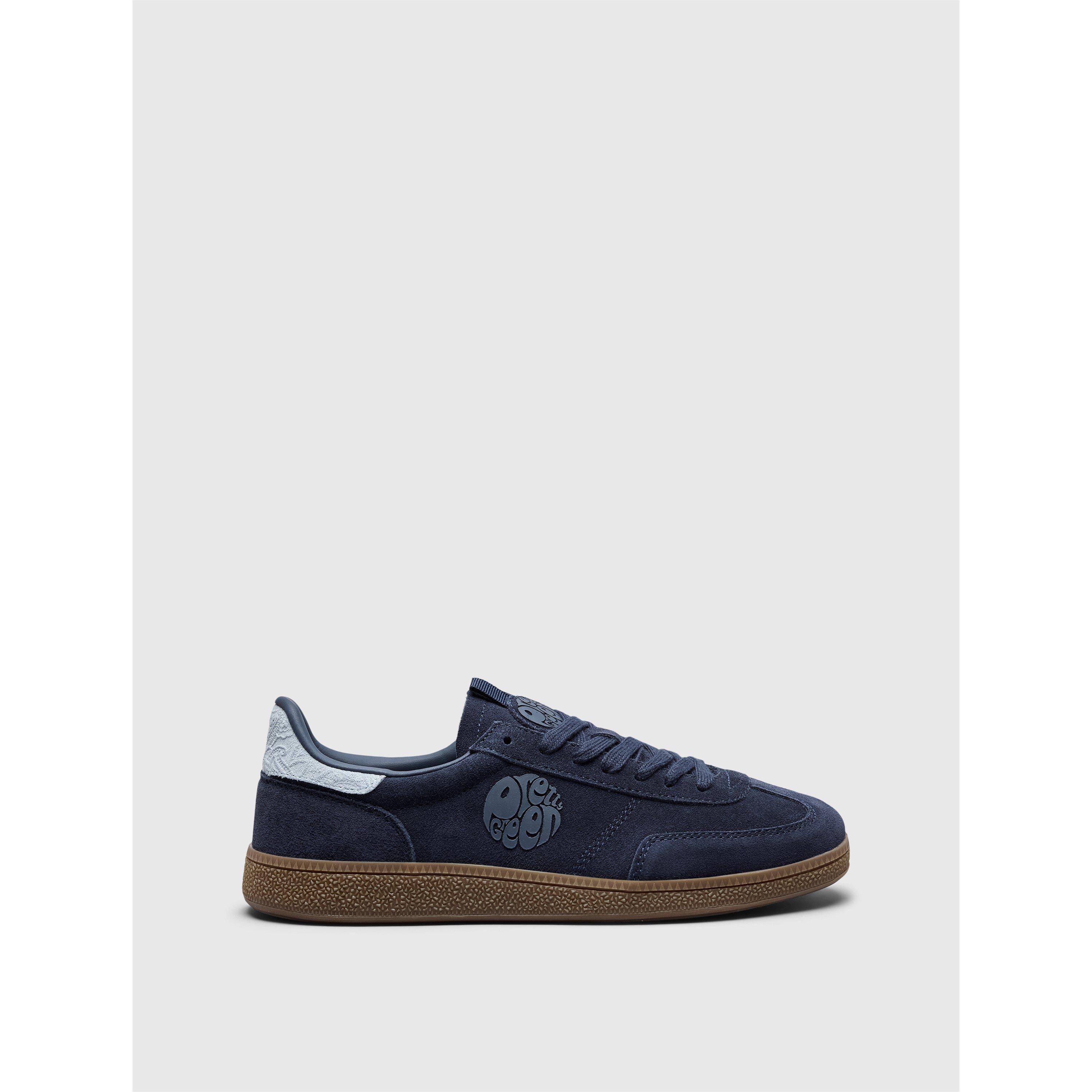 Pretty Green Men's Ramblas Suede Low-Top Trainers - Navy/Gum - Size 7 (41)