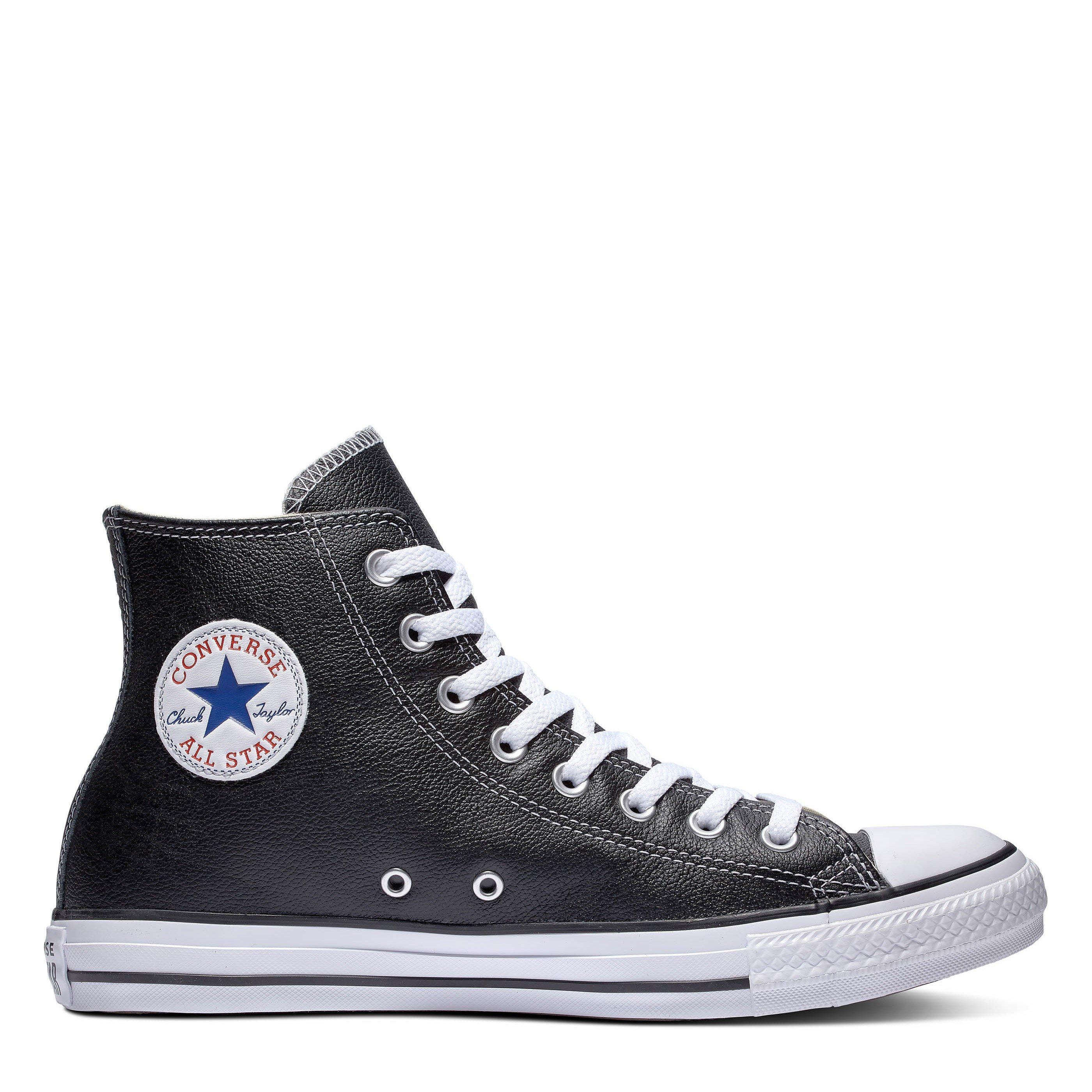 Black 001 - Converse - All Star Leather Hi Top Trainers - 1