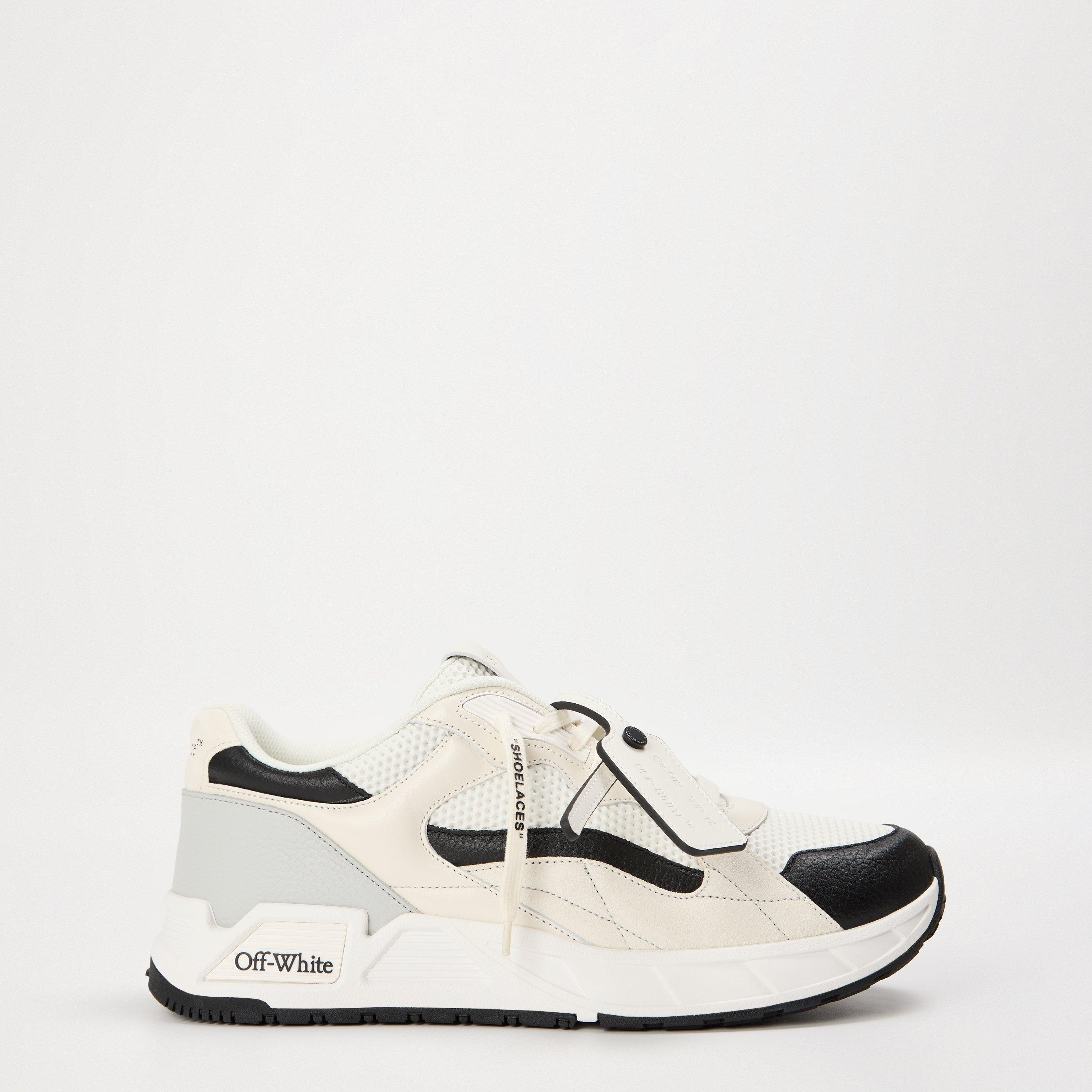 White/Black - Off White - Men's Kick- Panelled Chunky Leather Lace Up Low-Top Trainers - 1