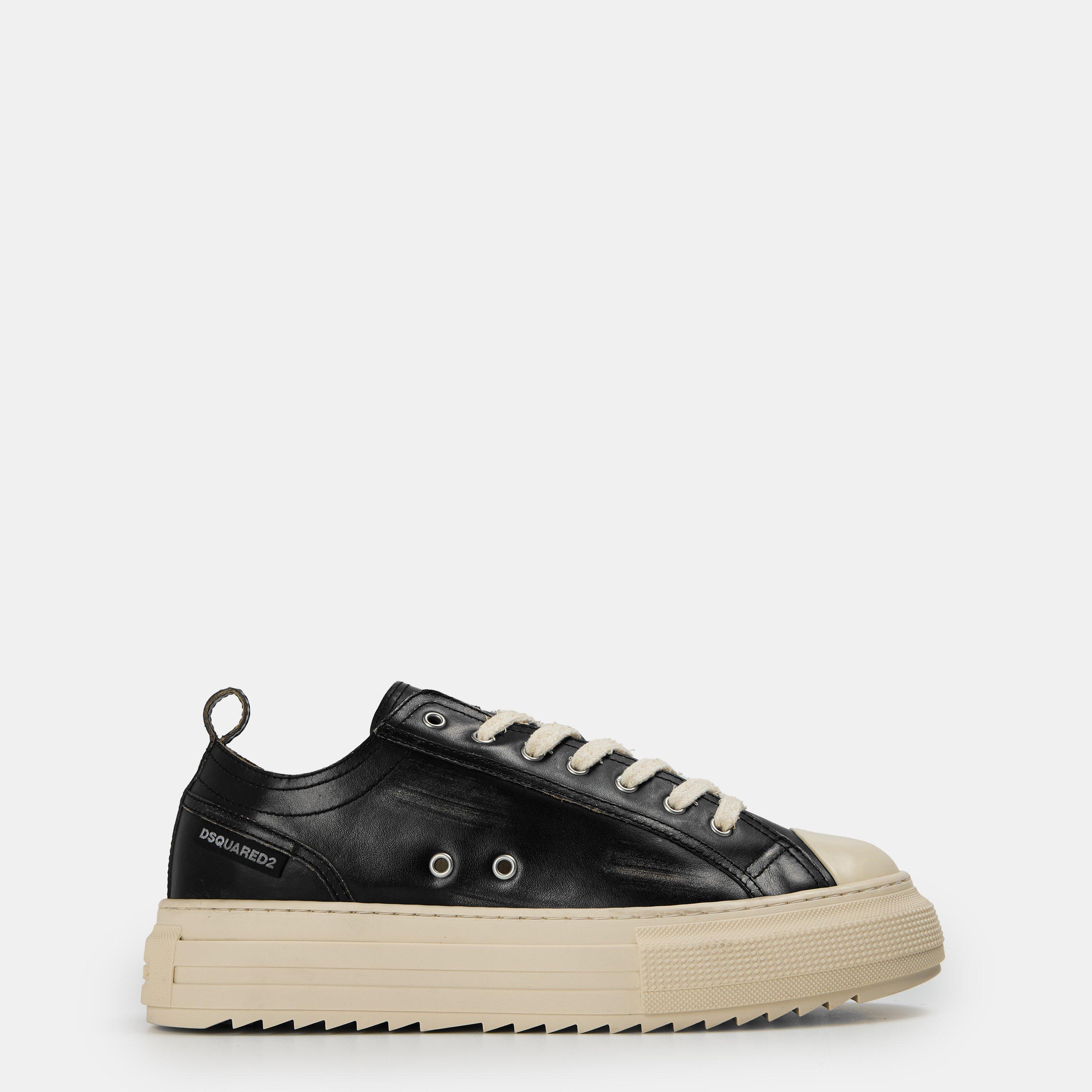 DSquared2 Men's DSQ Leather Berlin Low-Top Trainers - Black - Size 8 (42)
