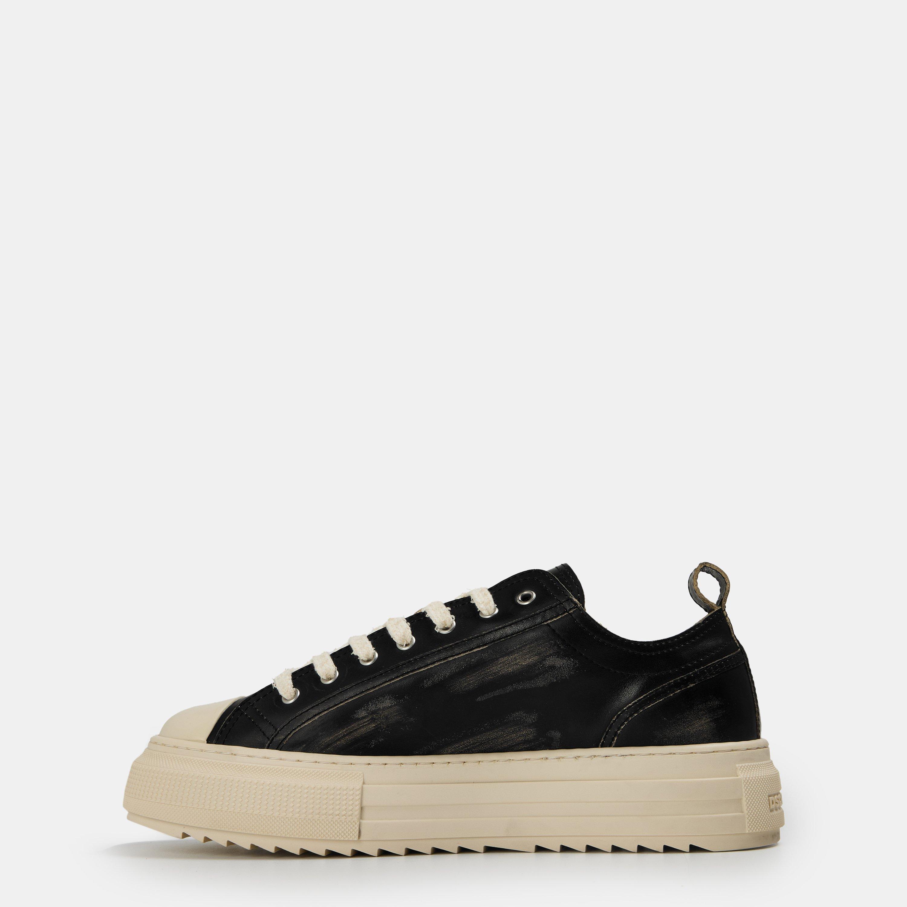 Black - DSquared2 - Men's DSQ Leather Berlin Low-Top Trainers - 2