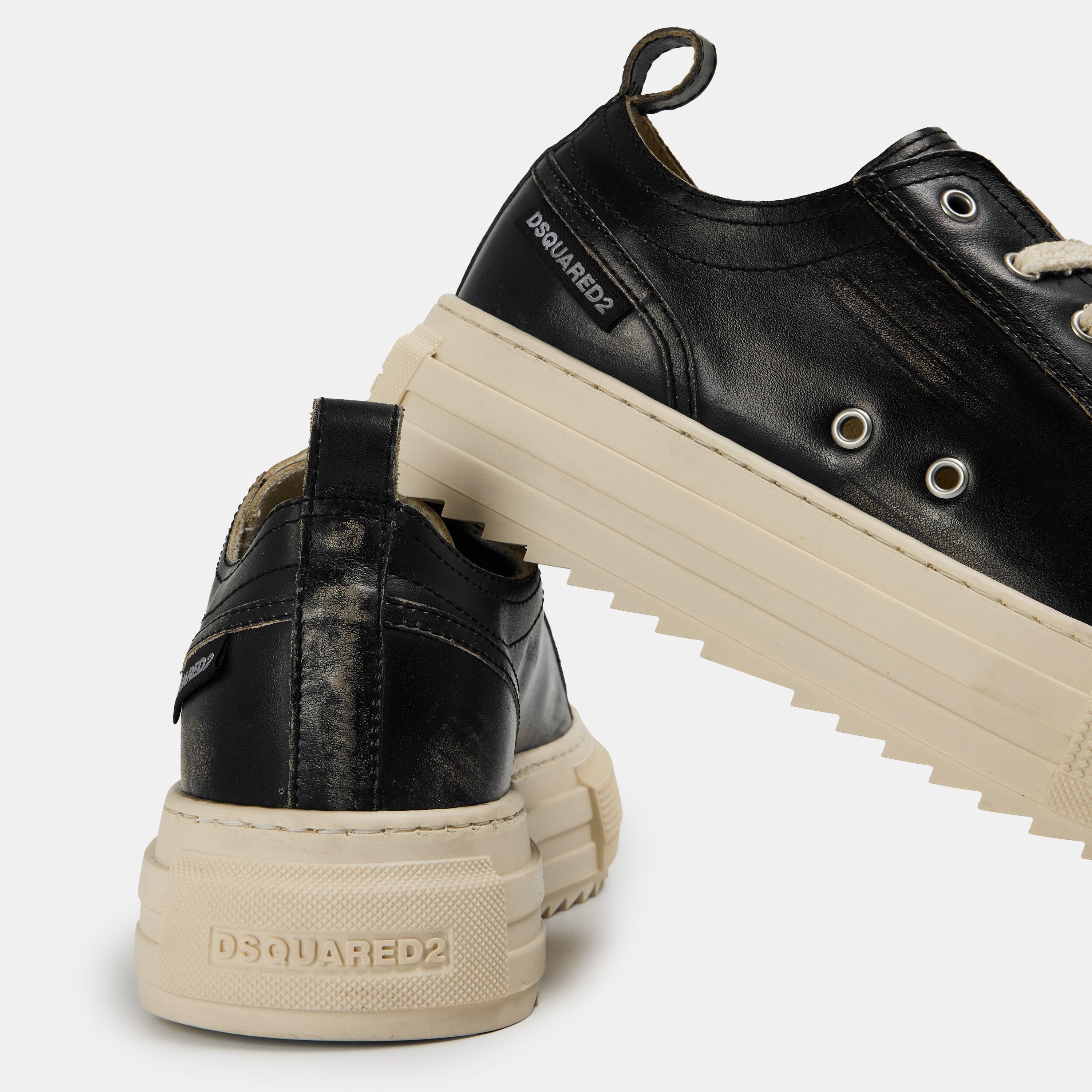 Black - DSquared2 - Men's DSQ Leather Berlin Low-Top Trainers - 4