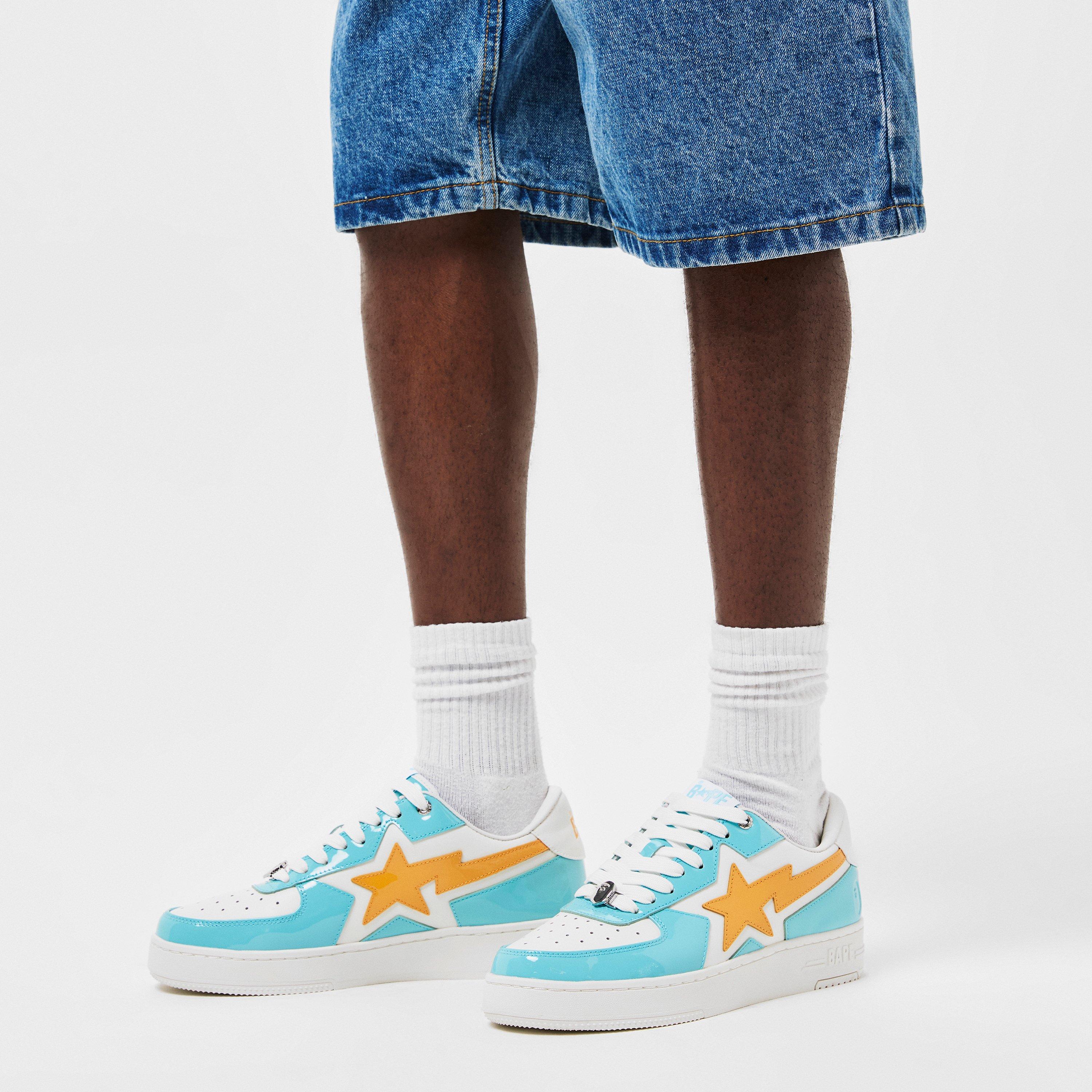 Blue White - A Bathing Ape - Men's Bape Sta Icon Low-Top Trainers - 3