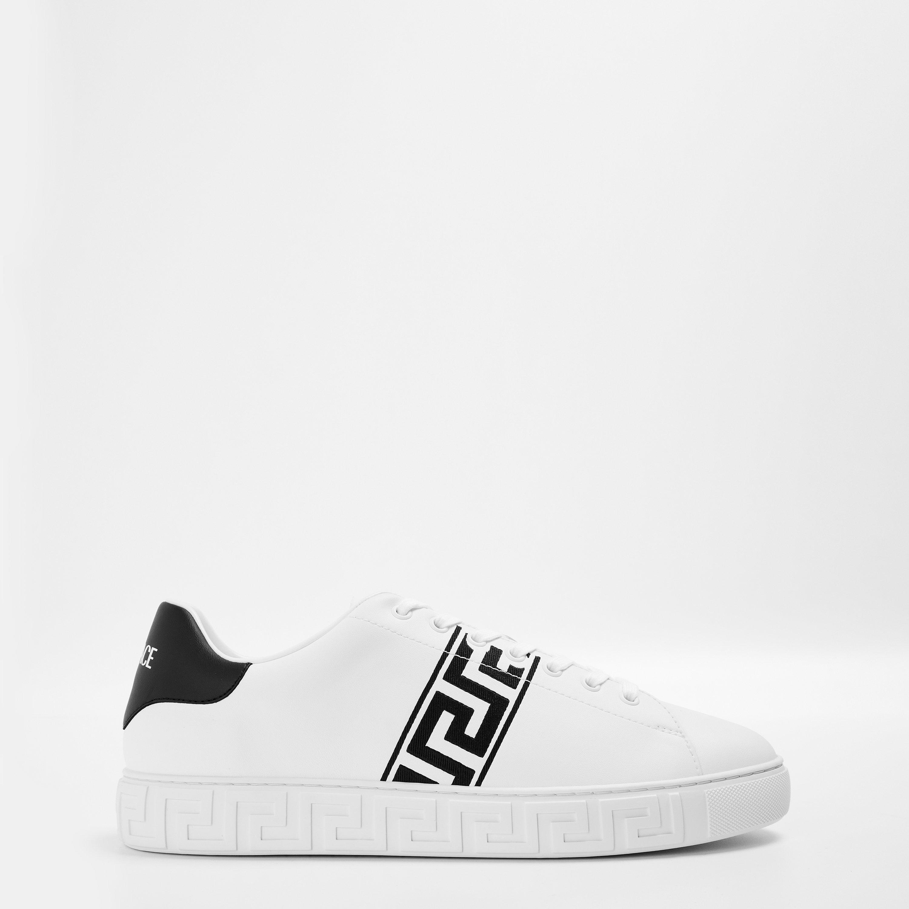 White/Black - Versace - Greca Lace-Up Trainers - 1