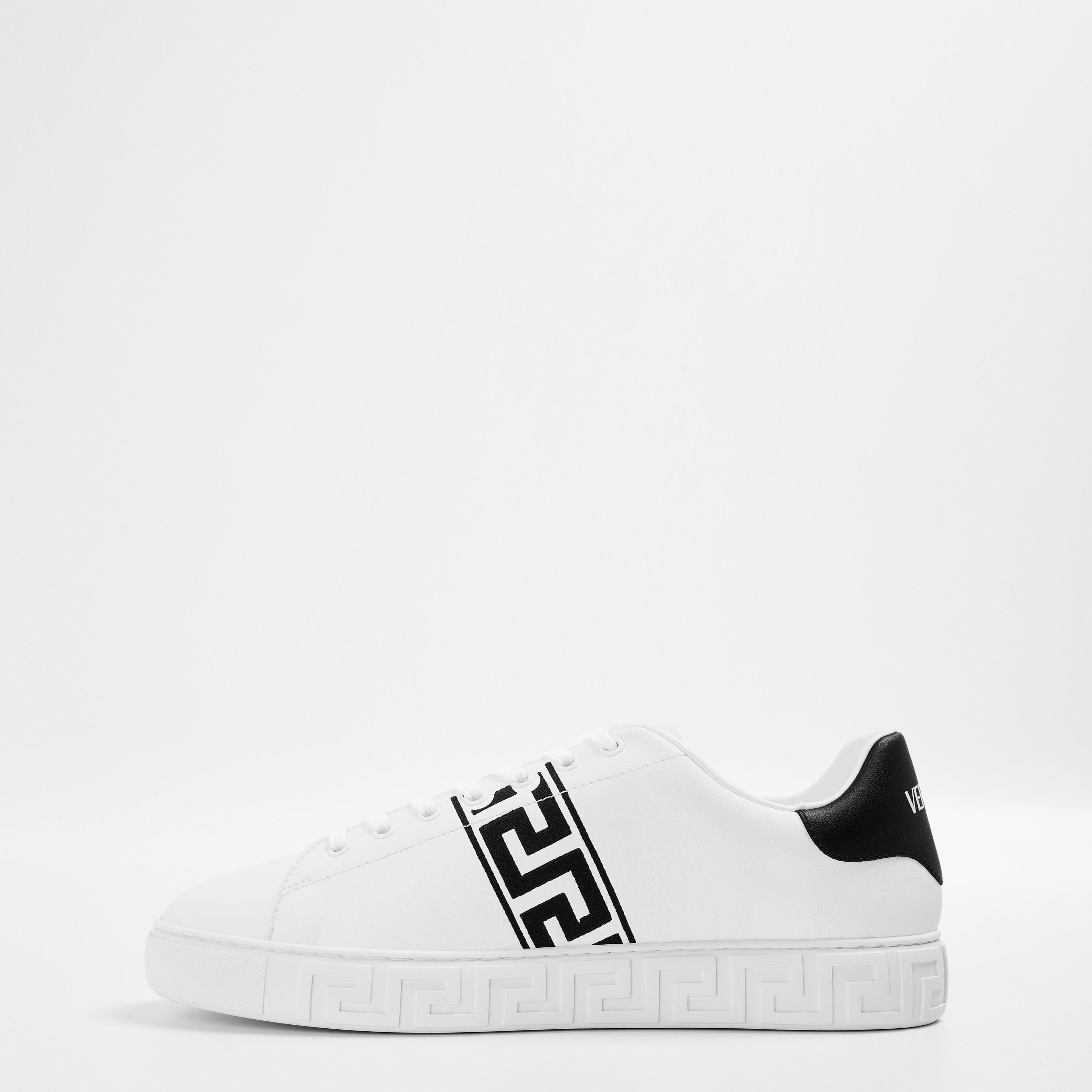 White/Black - Versace - Greca Lace-Up Trainers - 2