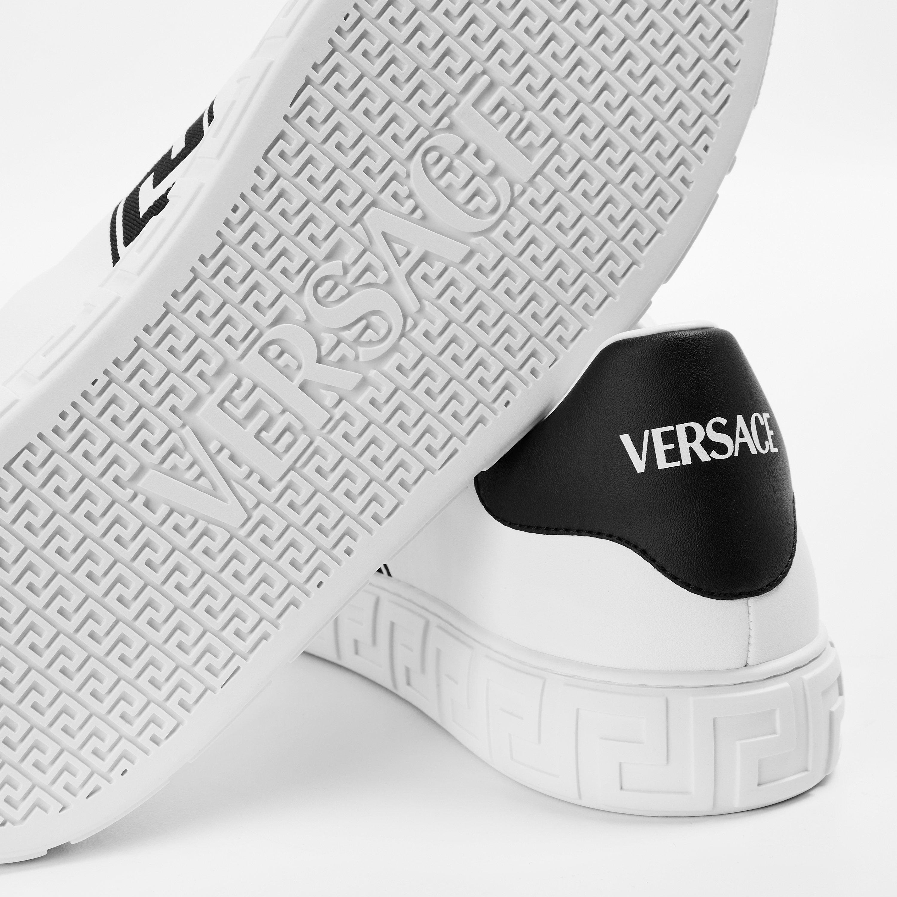 White/Black - Versace - Greca Lace-Up Trainers - 4
