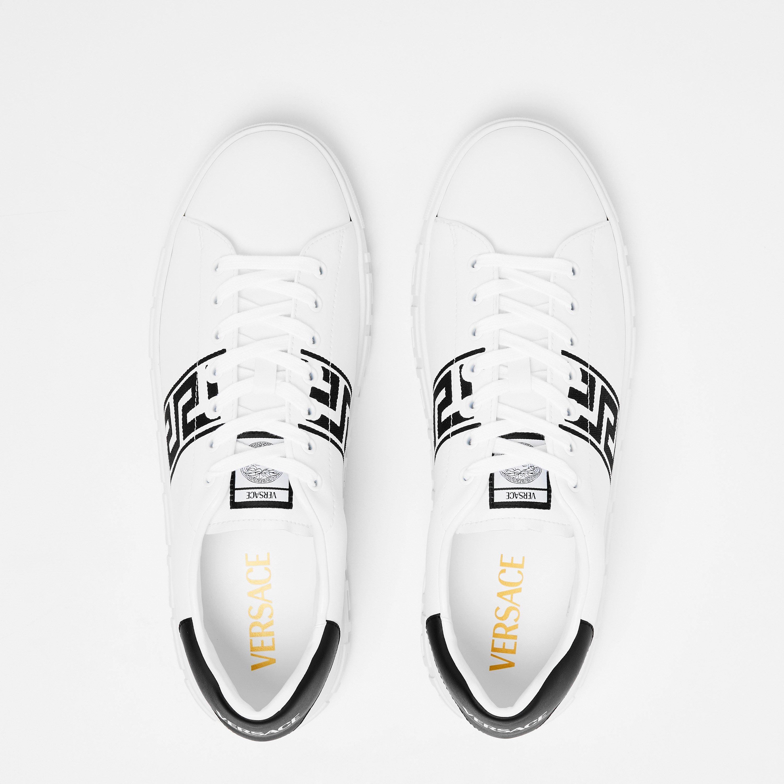 White/Black - Versace - Greca Lace-Up Trainers - 5