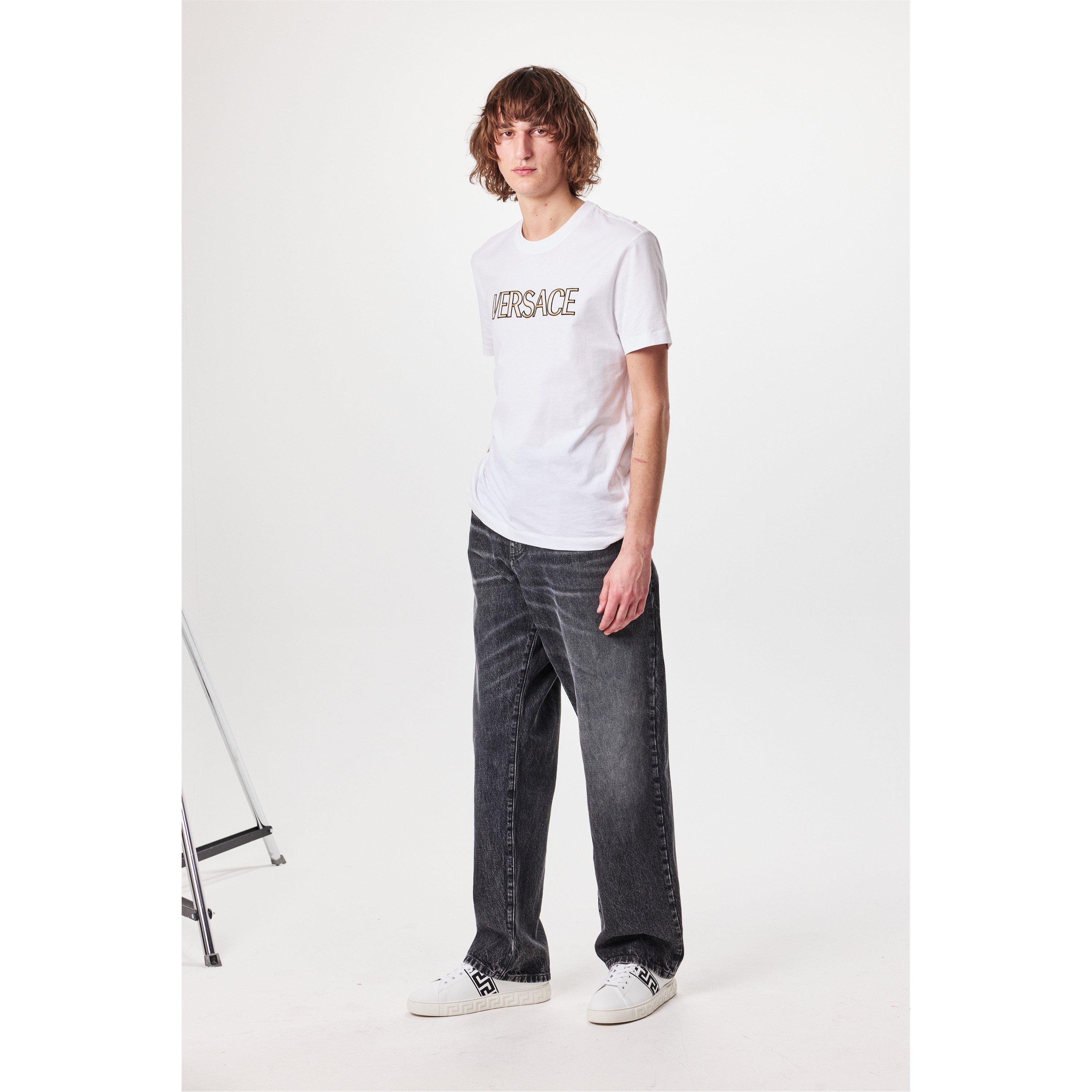 White/Black - Versace - Greca Lace-Up Trainers - 6