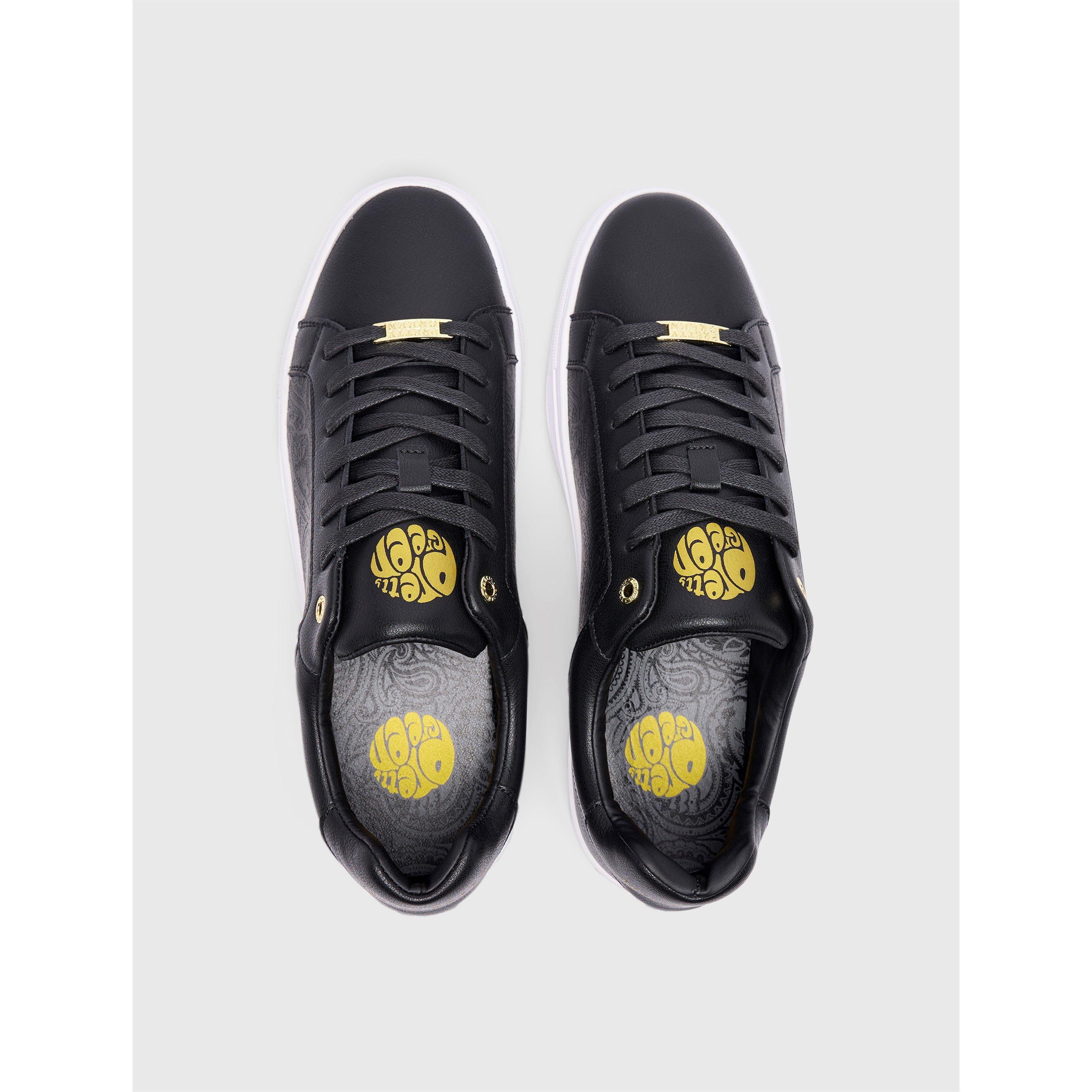 Black-White - Pretty Green - Men's Cali Paisley Low-Top Trainers - 4