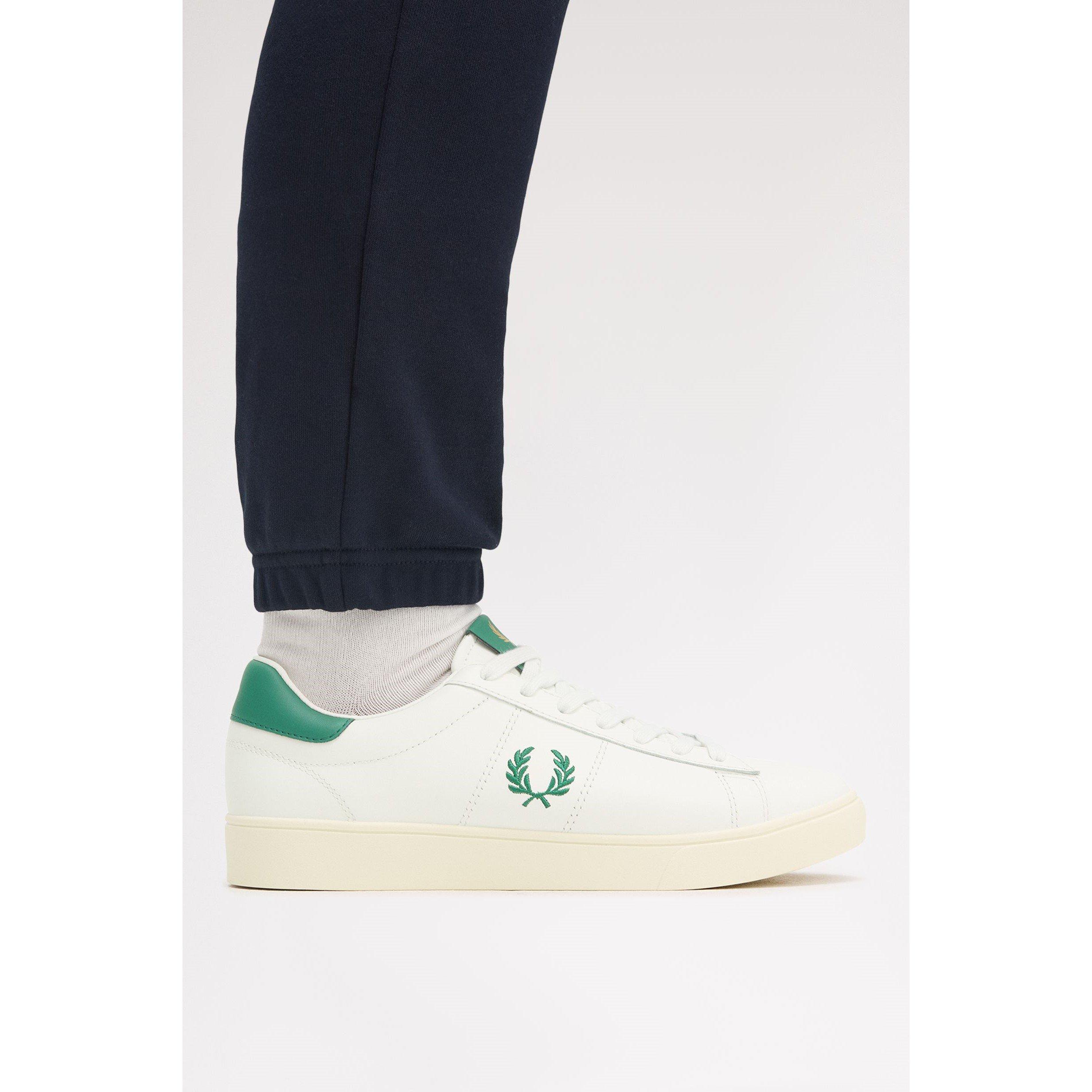 Light Ecru/Grn - Fred Perry - Men's Spencer Leather Low-Top Trainers - 3