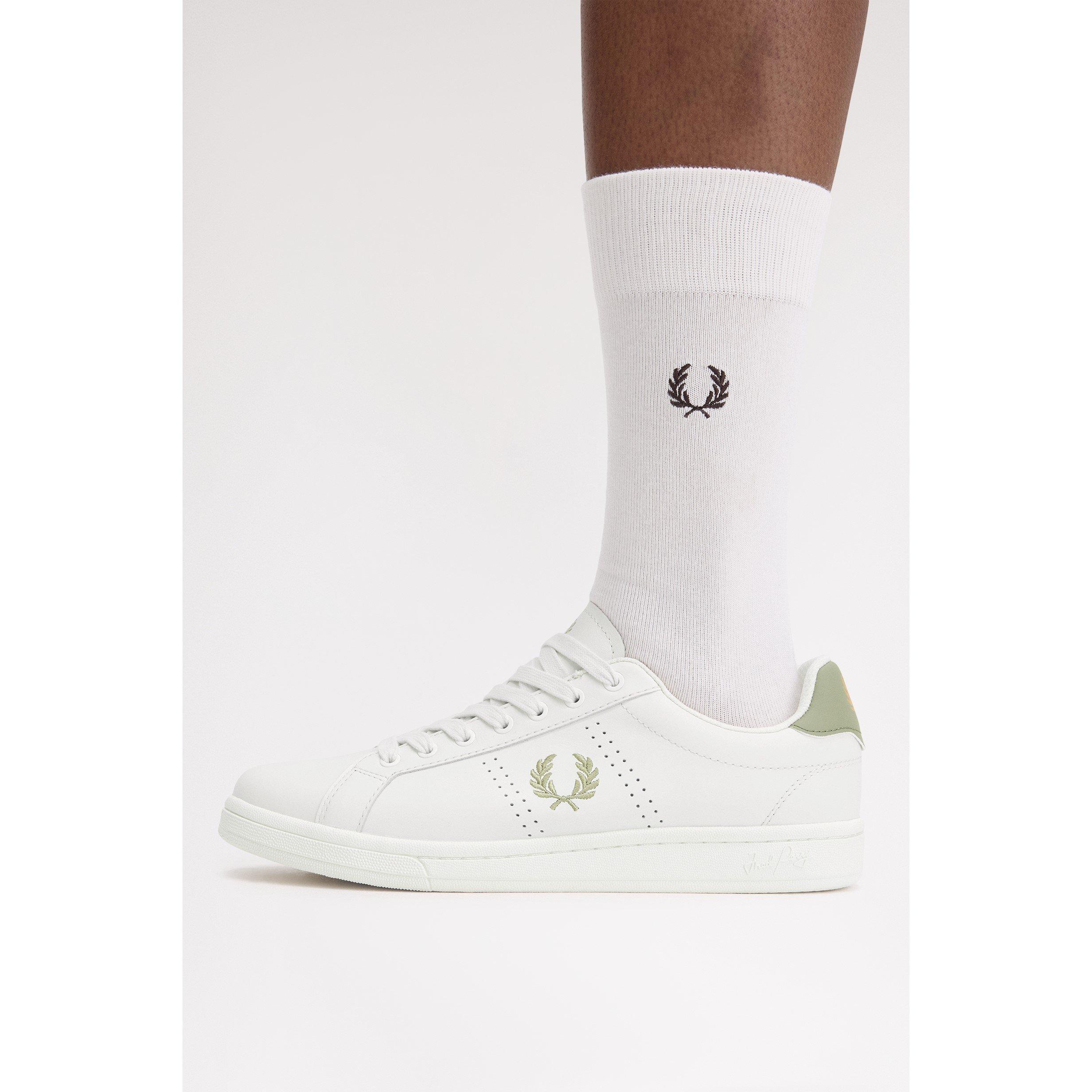Ecru/Mint - Fred Perry - Men's Leather Low-Top Trainers - 2