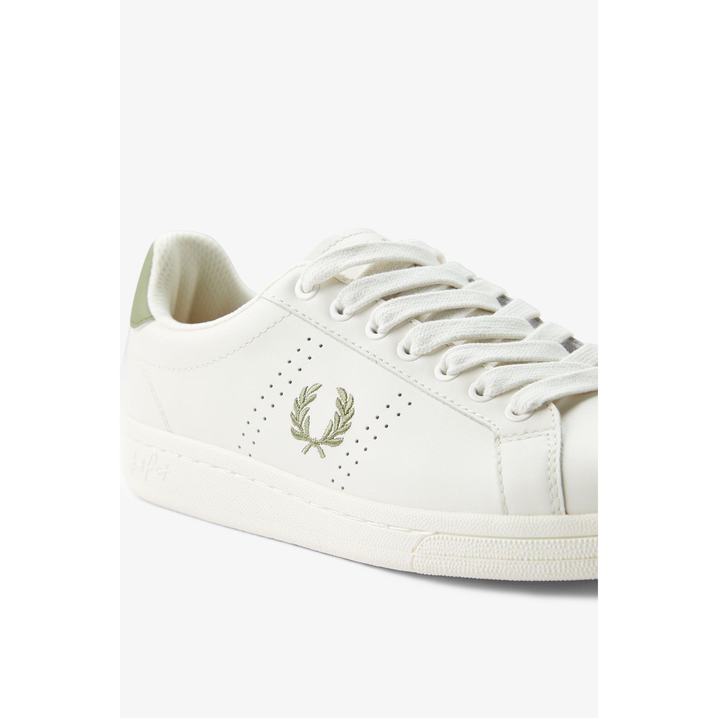 Ecru/Mint - Fred Perry - Men's Leather Low-Top Trainers - 3
