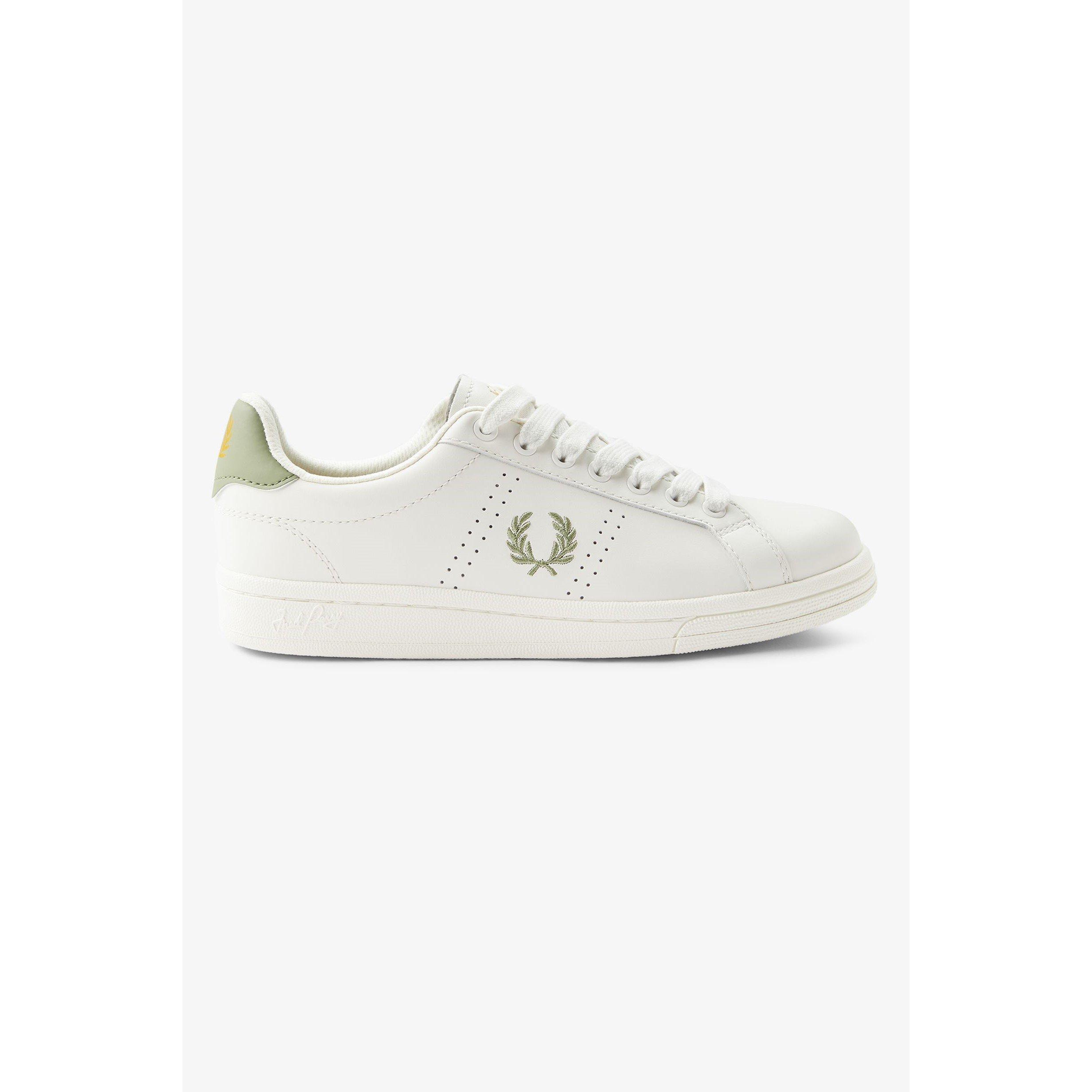 Ecru/Mint - Fred Perry - Men's Leather Low-Top Trainers - 4