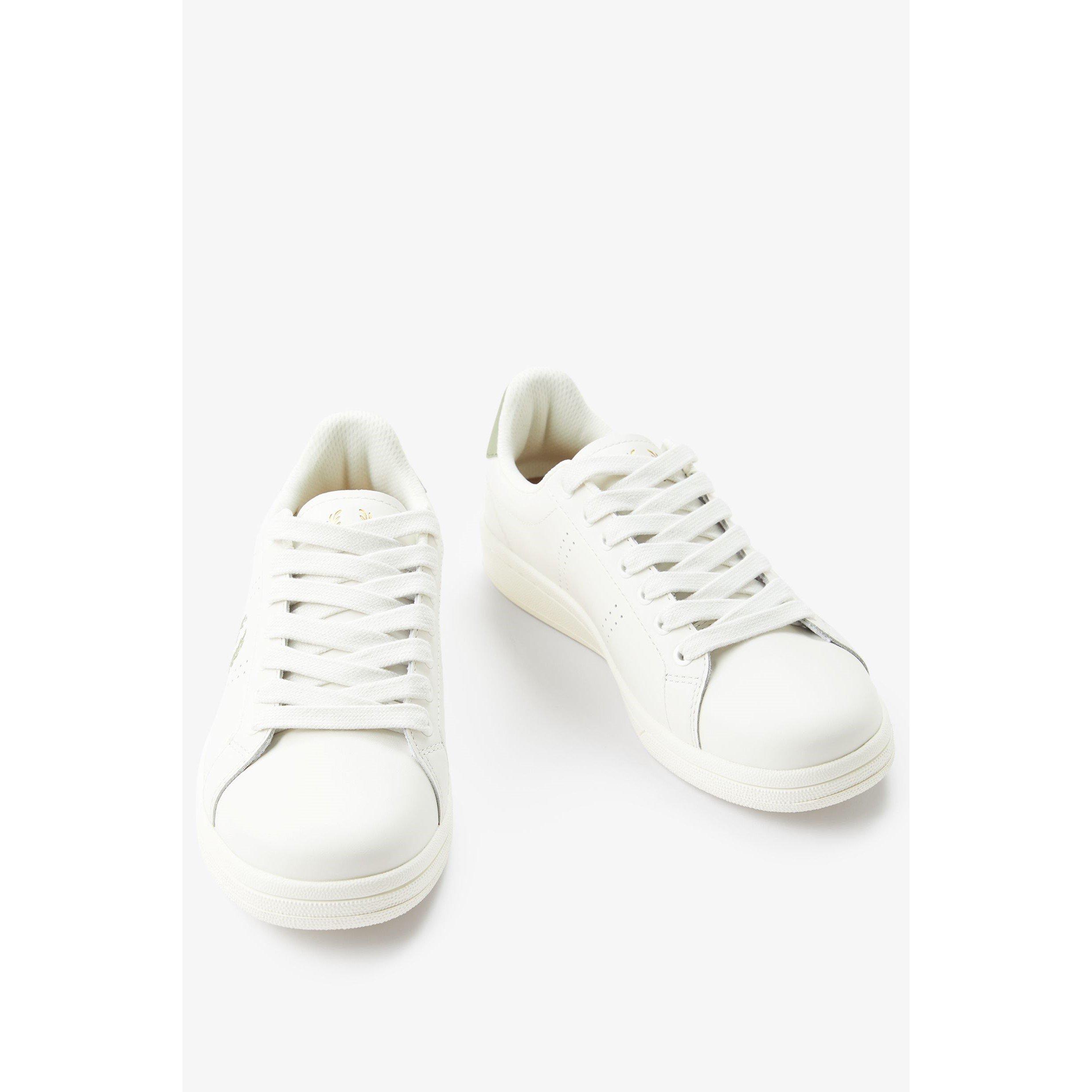 Ecru/Mint - Fred Perry - Men's Leather Low-Top Trainers - 5