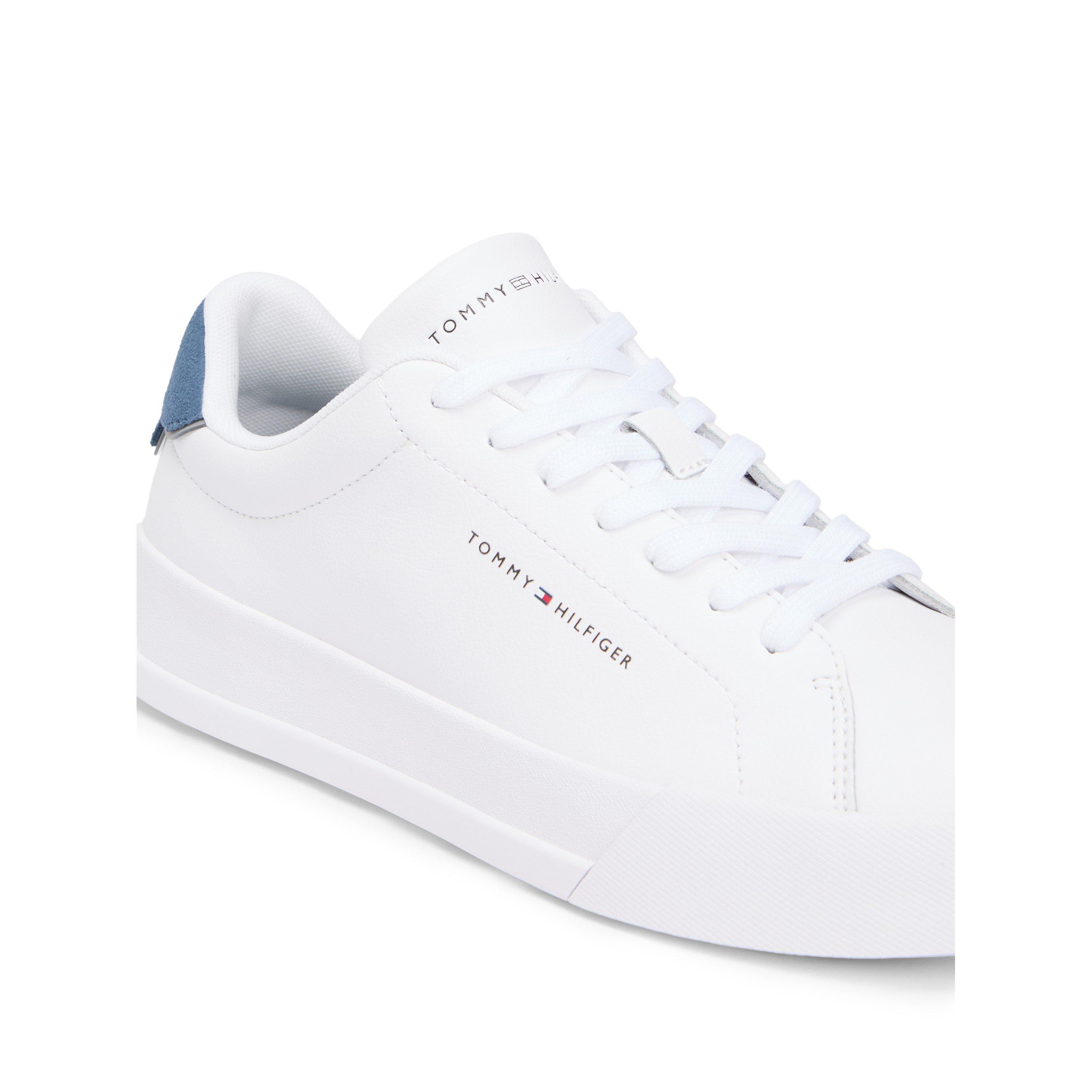 White/Agean Sea - Tommy Hilfiger - Men's ESS Leather Court Trainers - 4