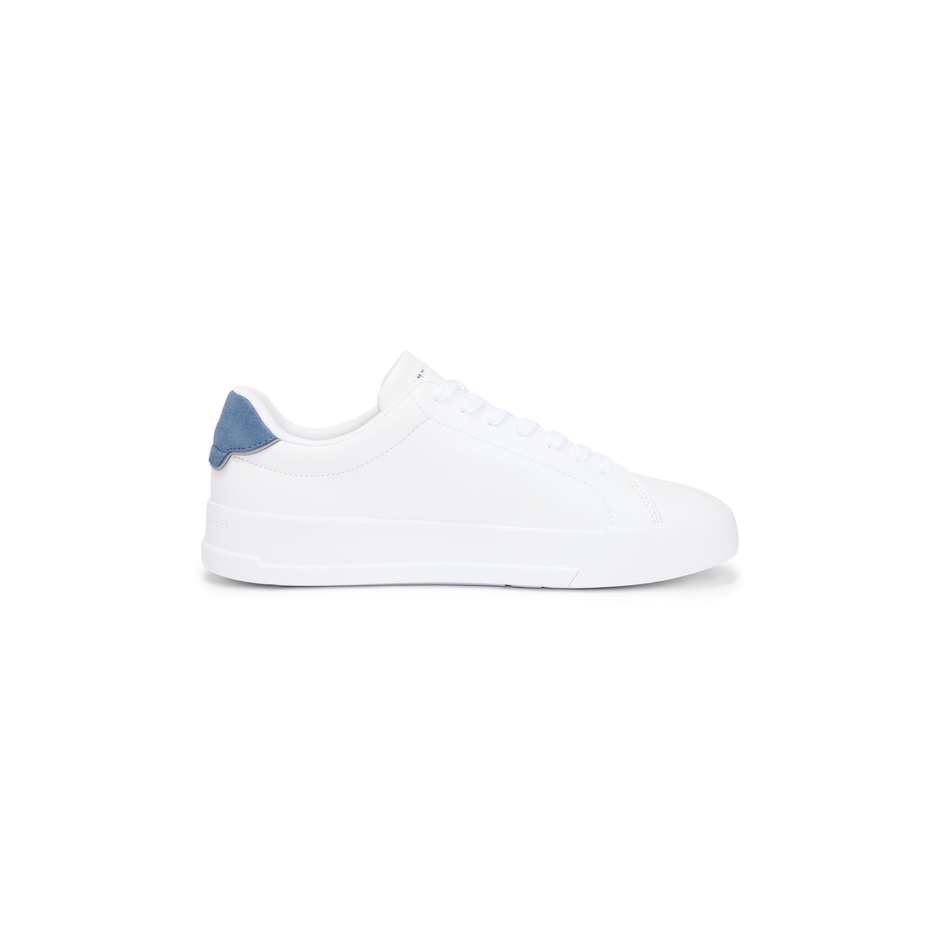 White/Agean Sea - Tommy Hilfiger - Men's ESS Leather Court Trainers - 5
