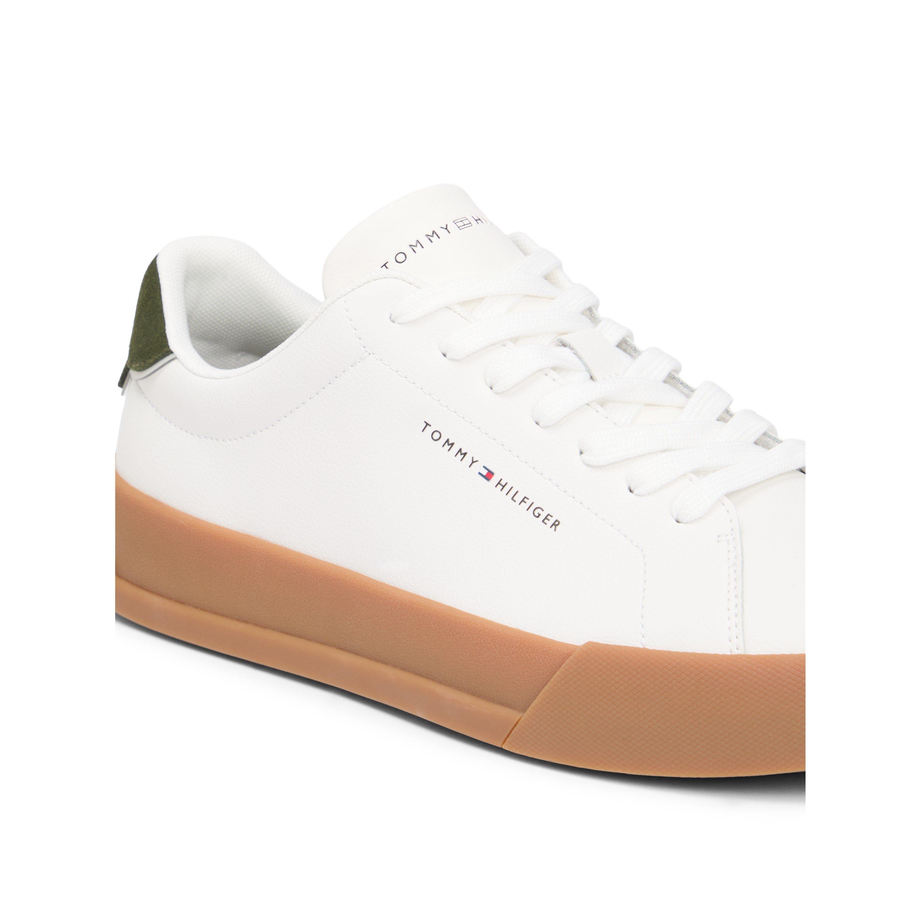 Ecru/Arc Spruce - Tommy Hilfiger - Men's ESS Leather Court Trainers - 4