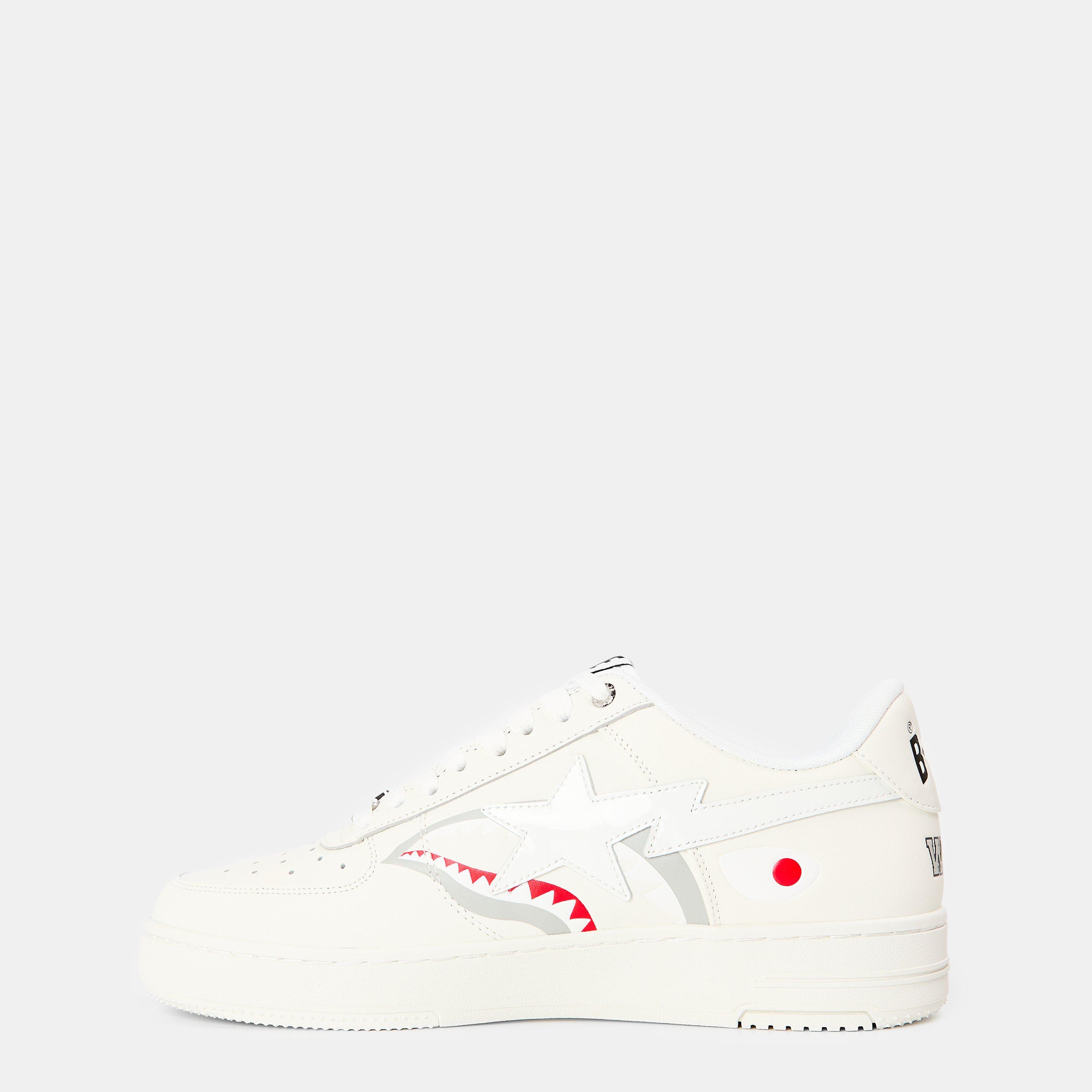White/Grey - A Bathing Ape - Men's Shark Sta Shark-Tooth Low-Top Trainers - 2