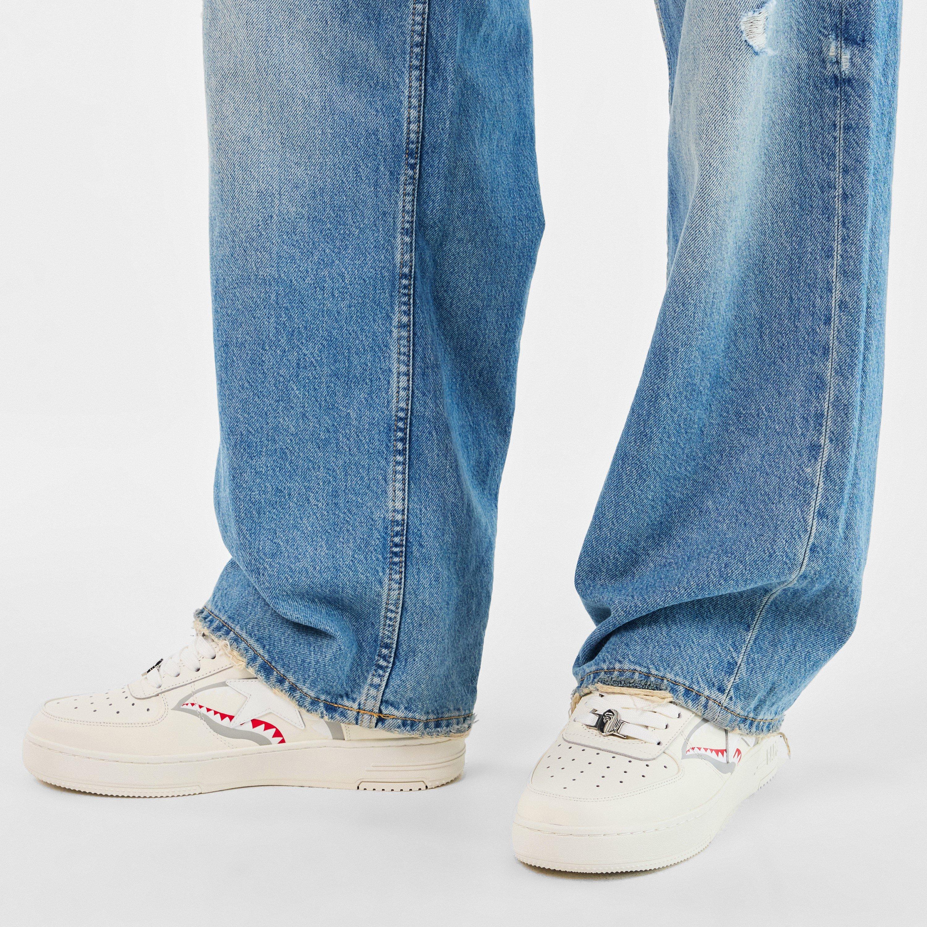 White/Grey - A Bathing Ape - Men's Shark Sta Shark-Tooth Low-Top Trainers - 3